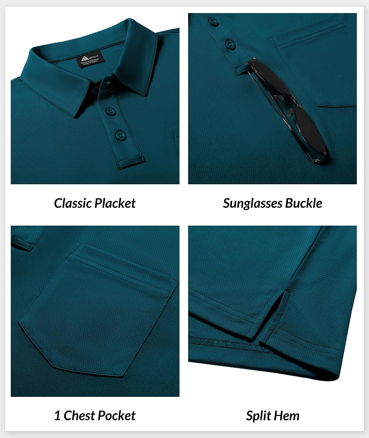 Detalle de SCODI 7 Pack Polo Shirts for Men with Pocket: Moisture-Wicking, UPF50+ Golf Polos