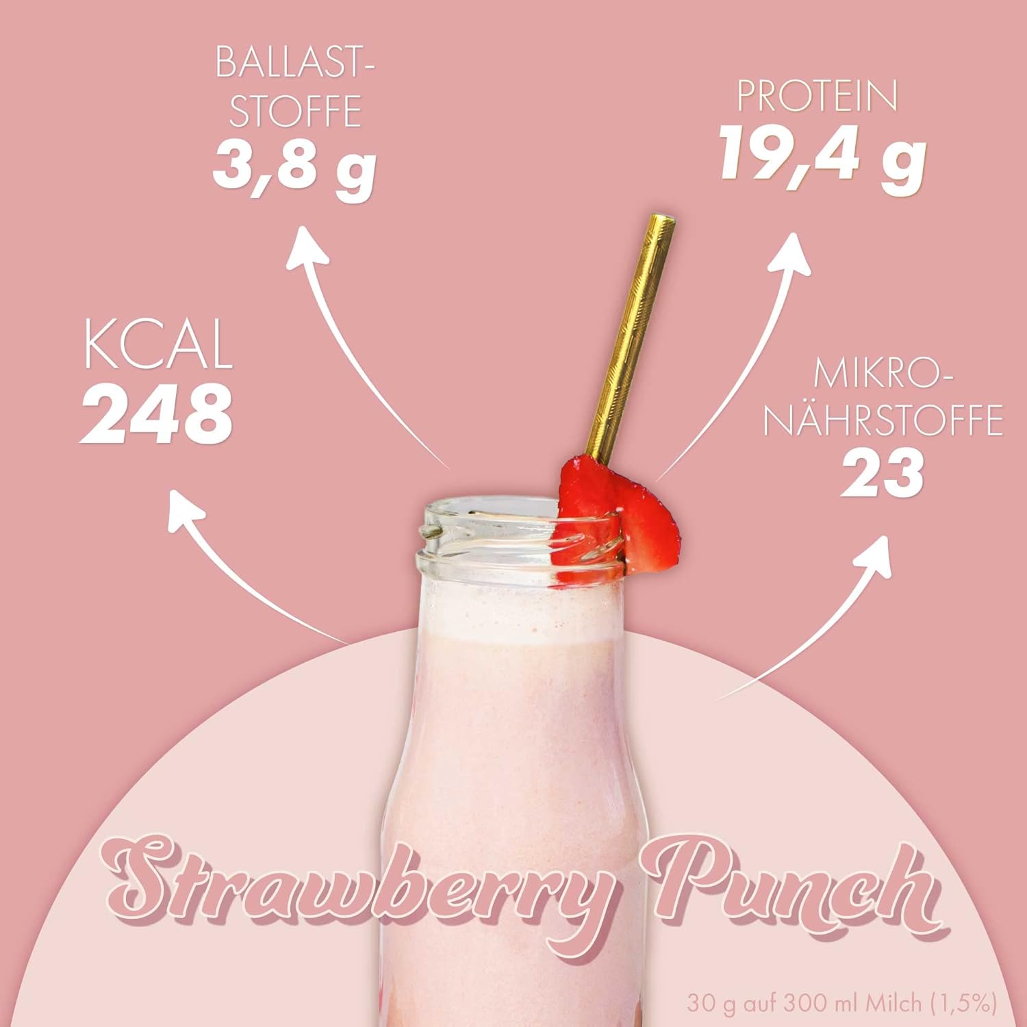 Thumbnail 3 de VitalBody+ DailyShake Strawberry Punch 450 g – Kalorienarmer Mahlzeitenersatz