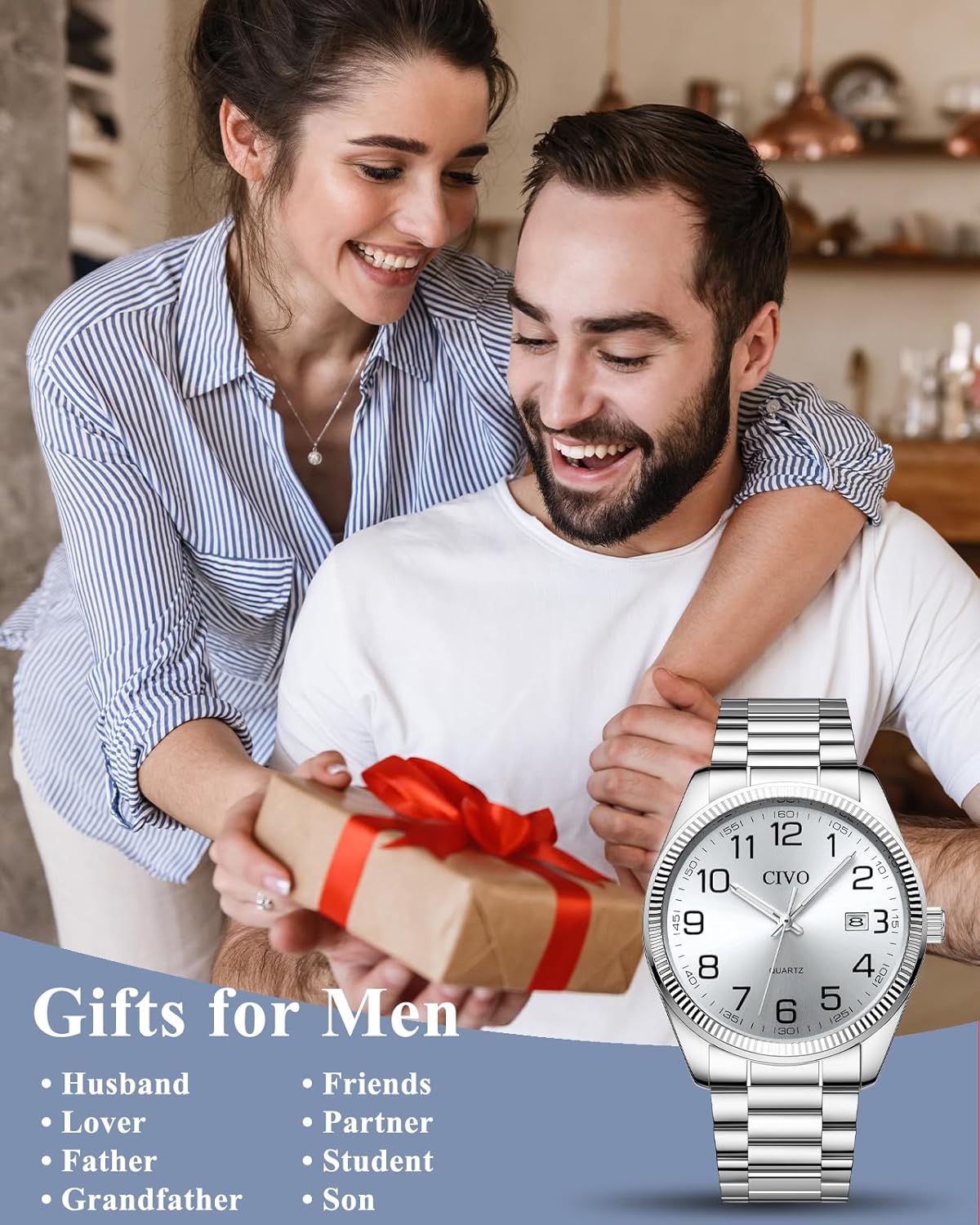 Thumbnail 4 de CIVO Silber Herrenuhr mit 39-mm Zifferblatt