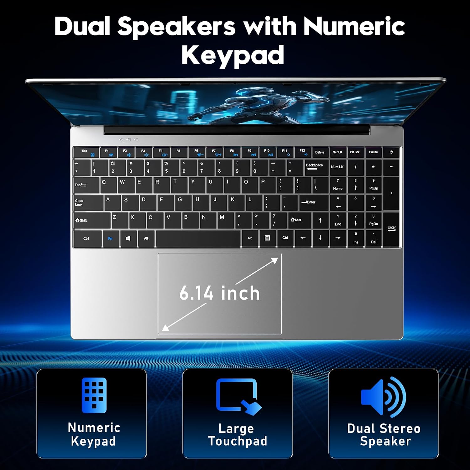 Thumbnail 4 de NIAKUN Laptop with Windows 11 Pro (2026) — 15.6" FHD, 16GB RAM, 256GB SSD