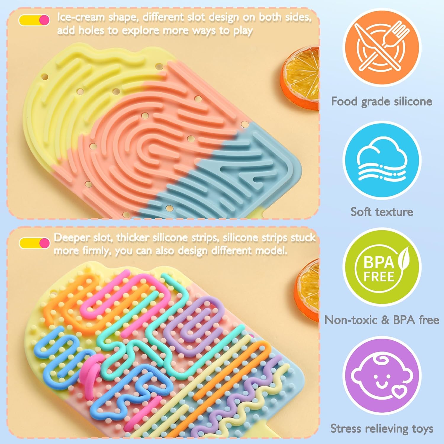 Detalle de Afufu Tablero Sensorial de Silicona 12 cordones