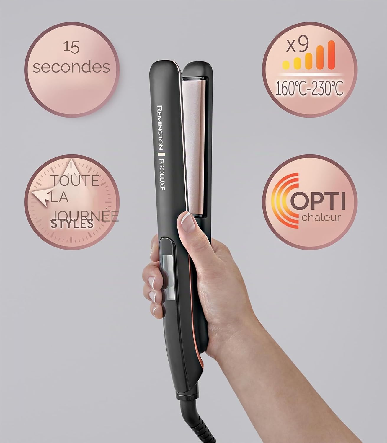 Detalle de Remington PROluxe Midnight S9100B – lisseur à cheveux avec plaques céramique étroites 110 mm