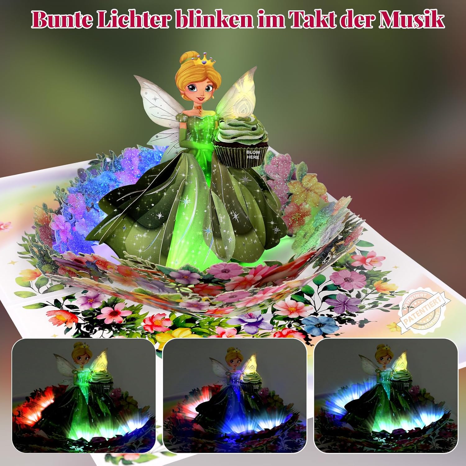 Thumbnail 1 de Geburtstagskarte für Mädchen mit Musik und Pop-up-Design „Happy Birthday“ (mit Lichtern)