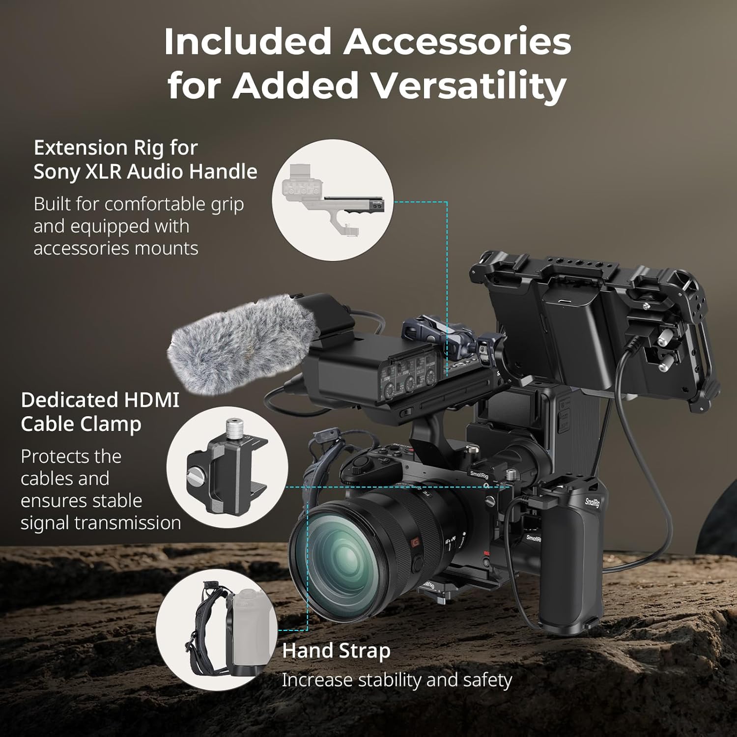 Thumbnail 2 de SmallRig FX2 HawkLock Quick Release Camera Cage Kit for Sony (5588) with XLR handle extension and Arca-style plate