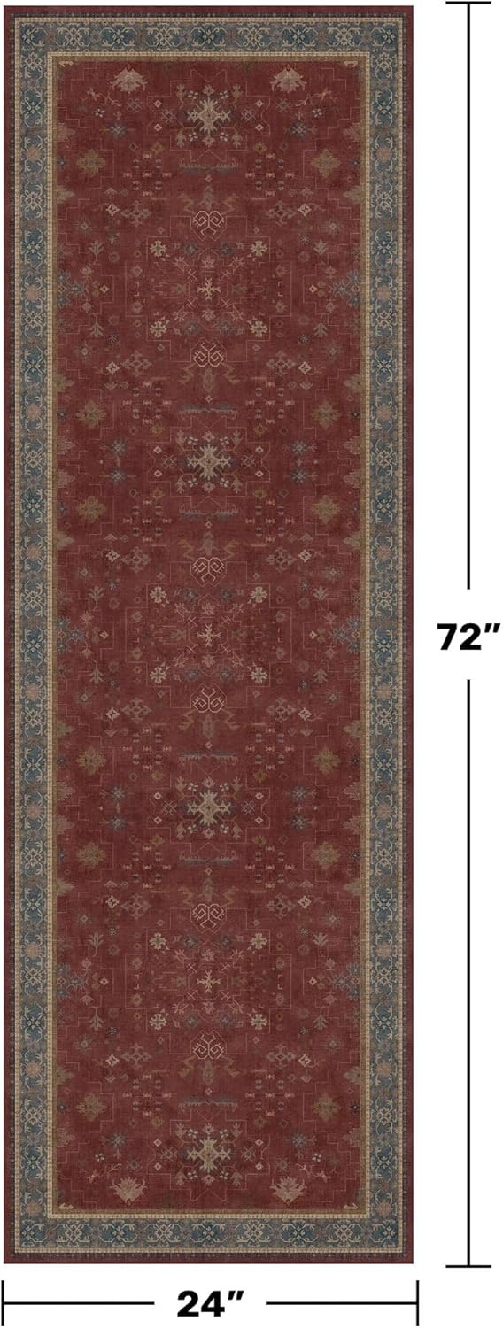 Thumbnail 1 de Hazo Haus RUG 001 Burgundy 2' x 6' Washable Non-Slip Runner Rug