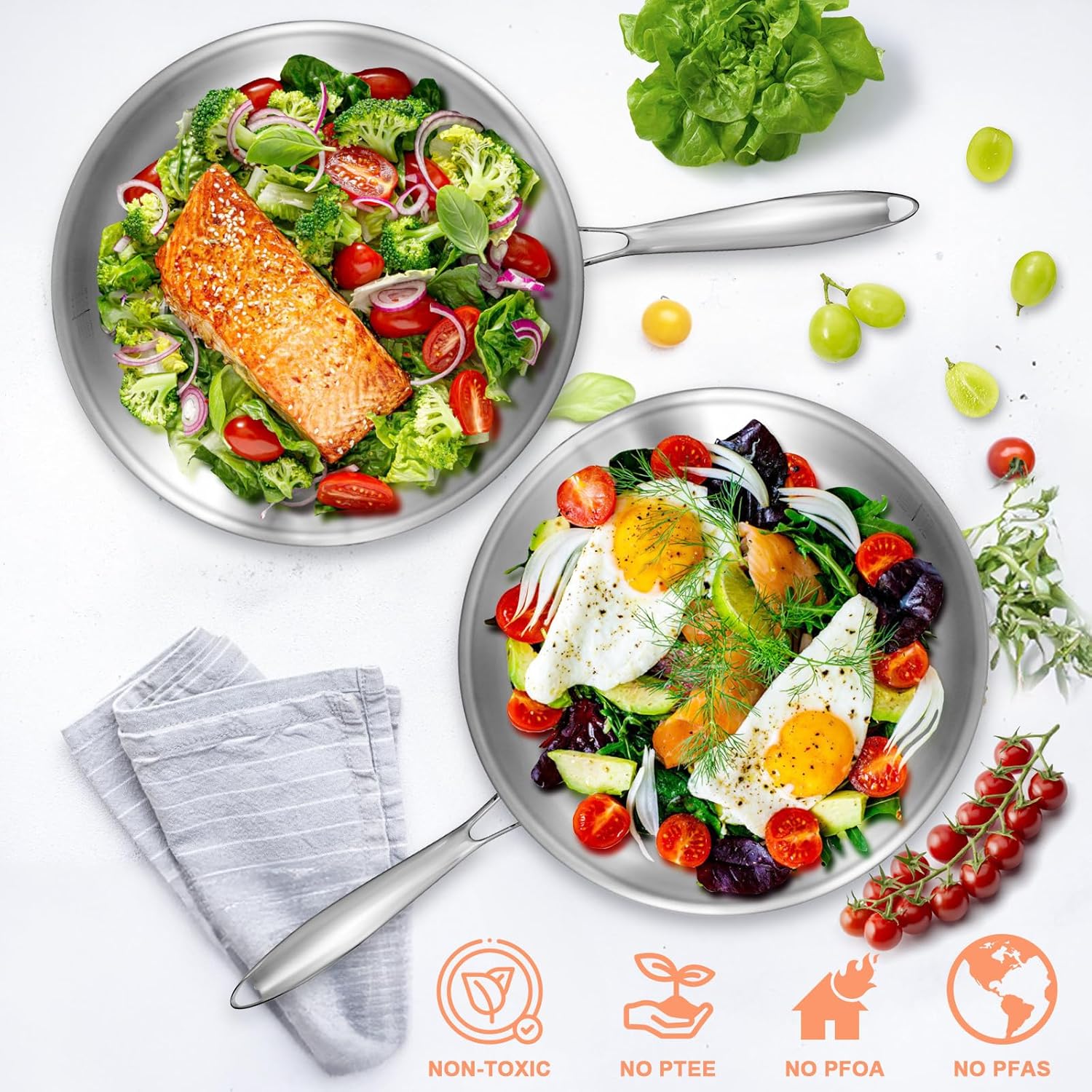 Detalle 2 de EWFEN 12-Inch Tri-Ply Frying Pan