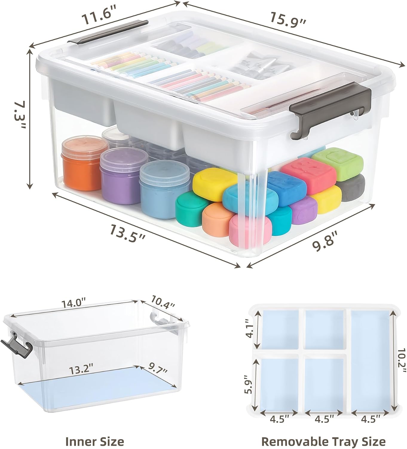 Thumbnail 2 de Bienvoun 6011 17 Qt Craft Storage Organizer with Removable Tray