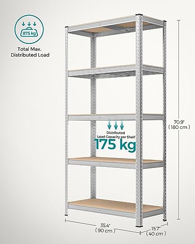 Thumbnail 1 de SONGMICS 5-Tier Heavy-Duty Shelving Units (Set of 2) – Boltless Steel Shelves for Garage and Shed