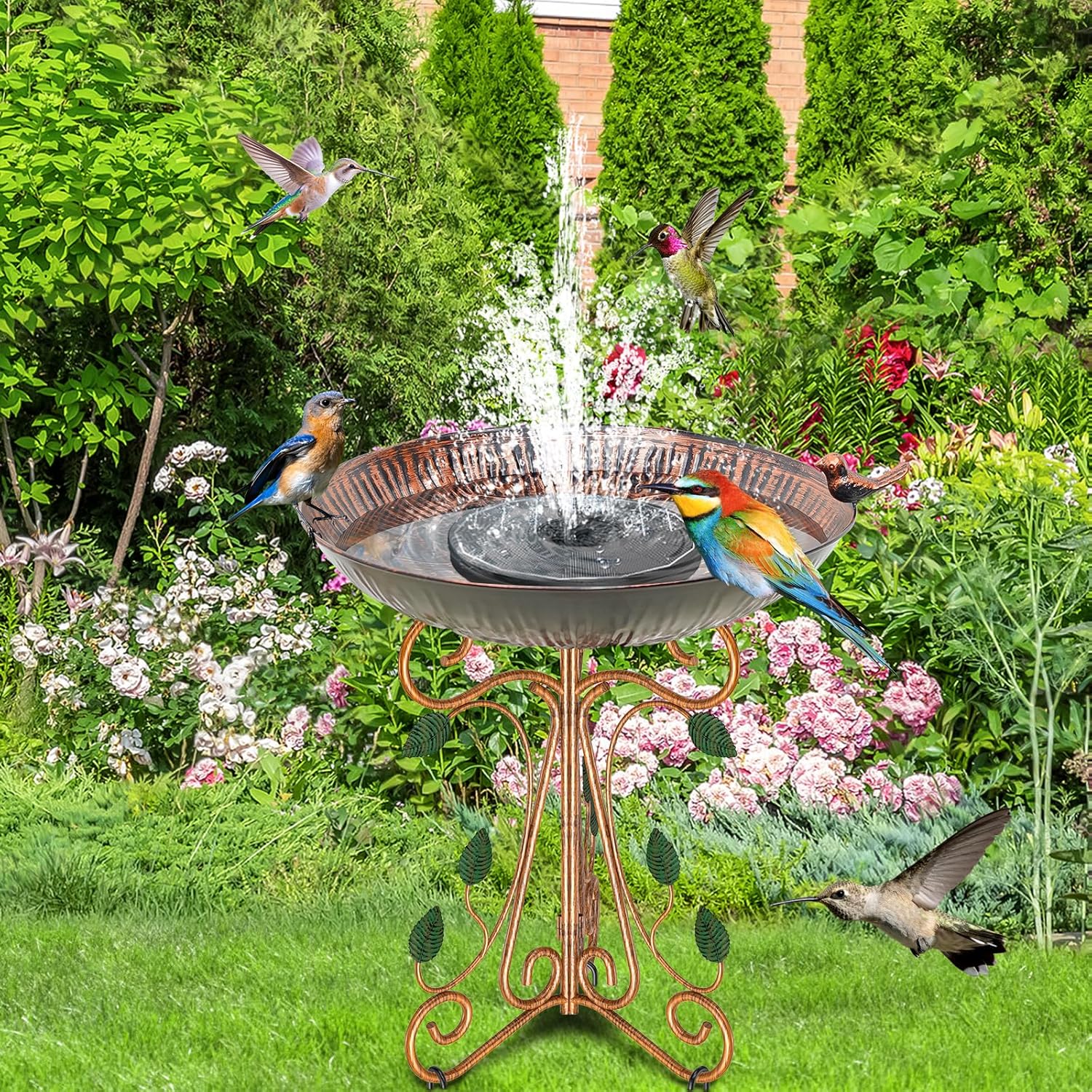 Thumbnail 3 de Gouisalin 13" Metal Bird Bath 18.7" Tall