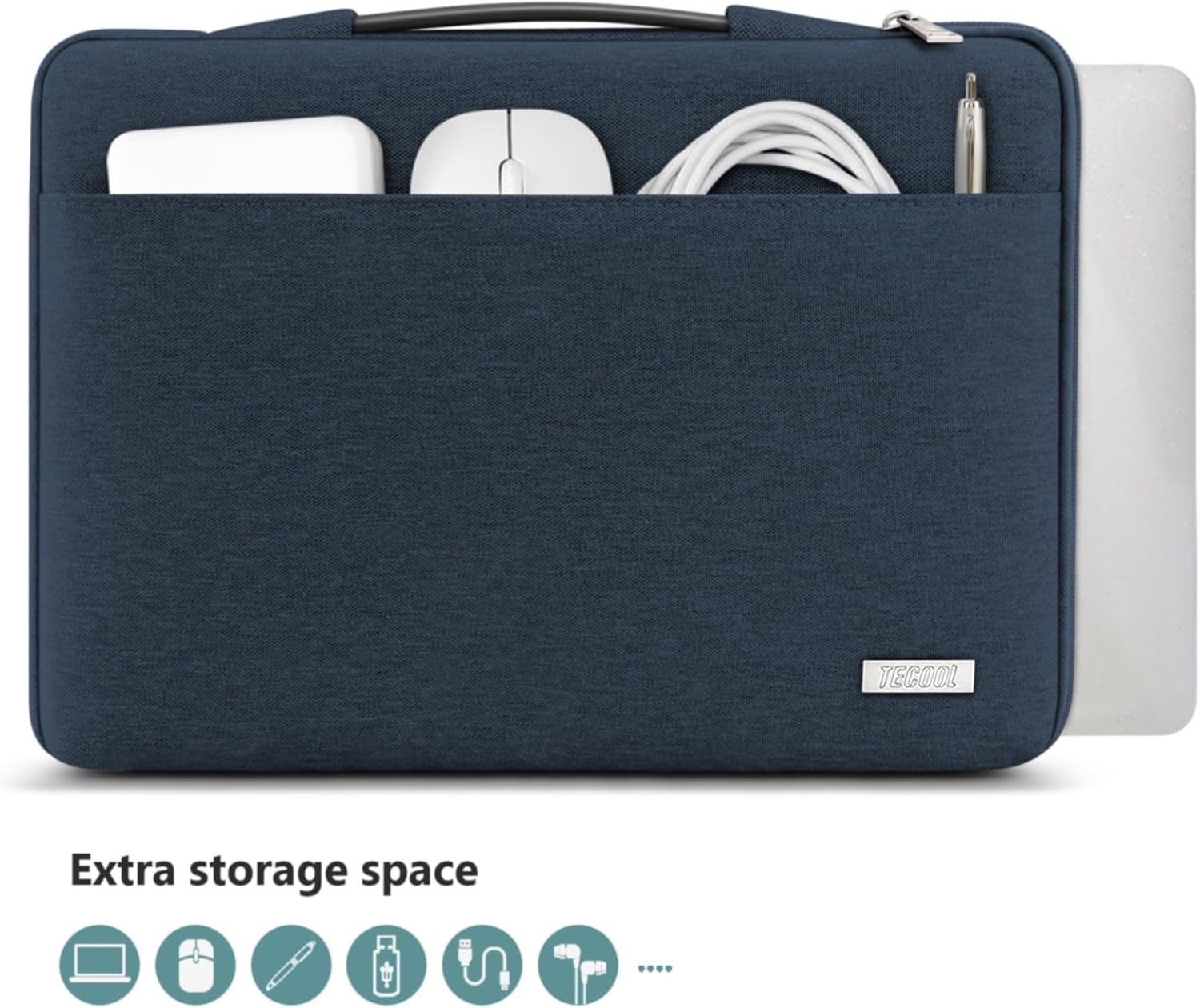 Thumbnail 3 de TECOOL 15–15,6 Zoll Laptoptasche Denim Blau – Schutzhülle mit 5 mm Polsterung, USB/Notebookfach & Stifthülle für Lenovo/HP/Dell u. a. (38 x 26,5 x 2,3 cm)
