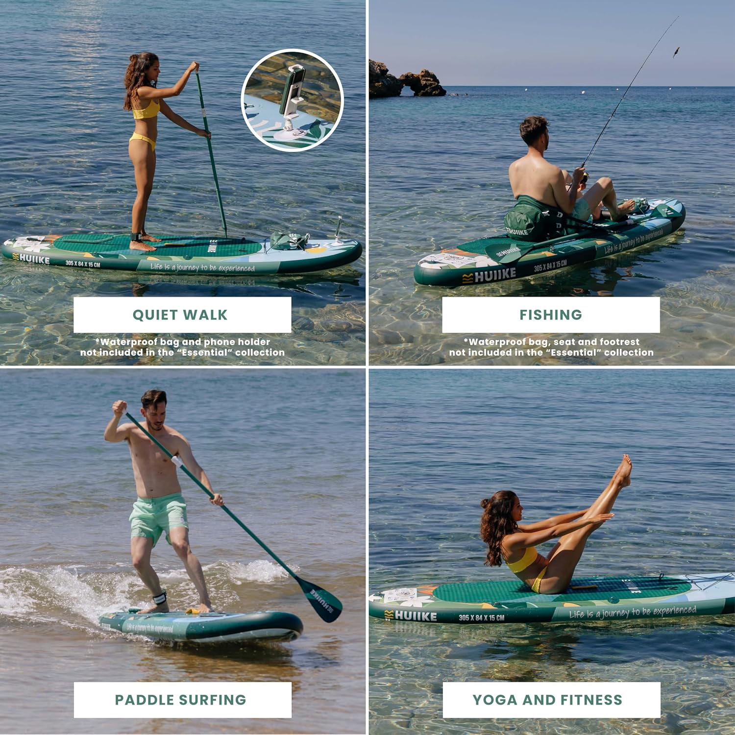 Thumbnail 4 de HUIIKE 10’ Inflatable Stand Up Paddle Board for Adults (Tropical Essential Set) with Paddle, Fins, Pump & Accessories