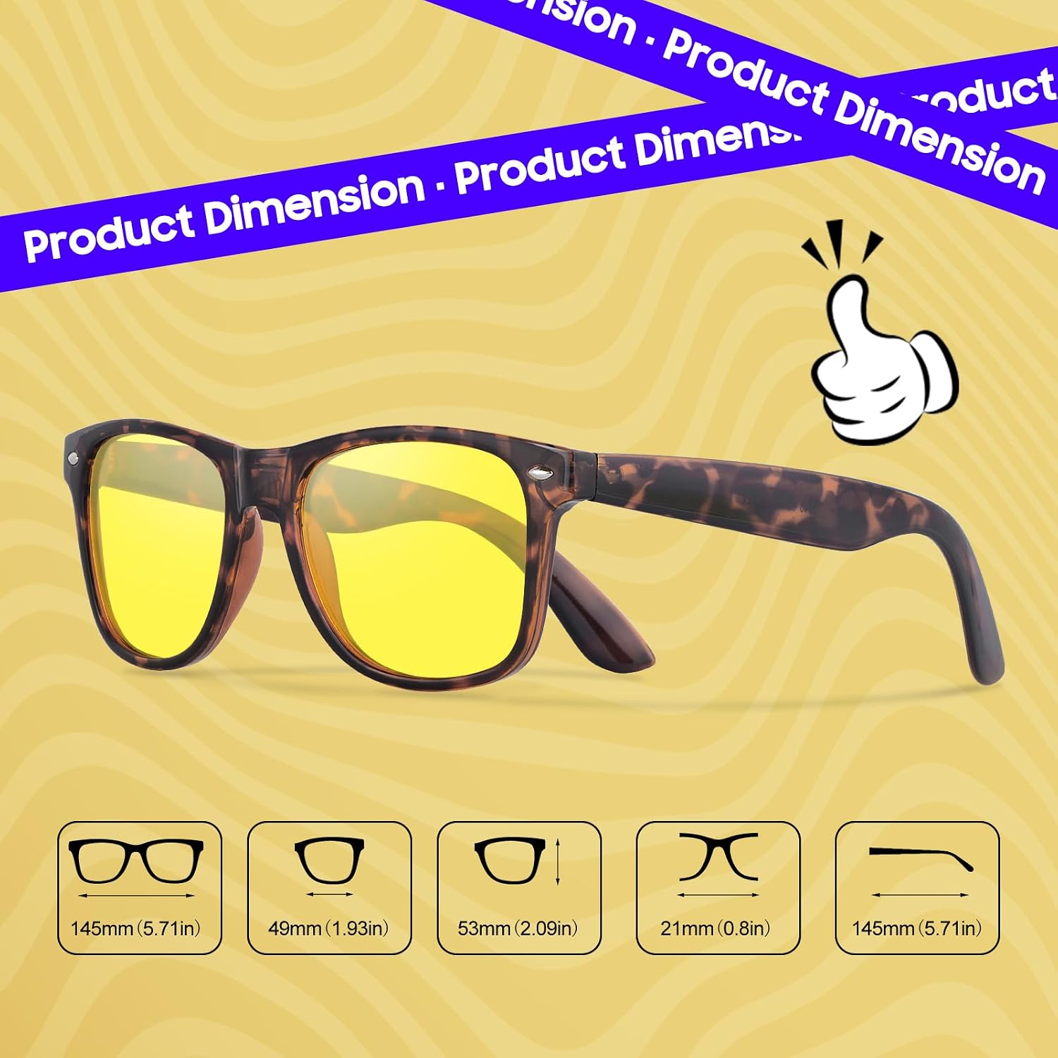 Detalle de Ulknyss Polarised Night Driving Glasses with Yellow-Tinted Lenses