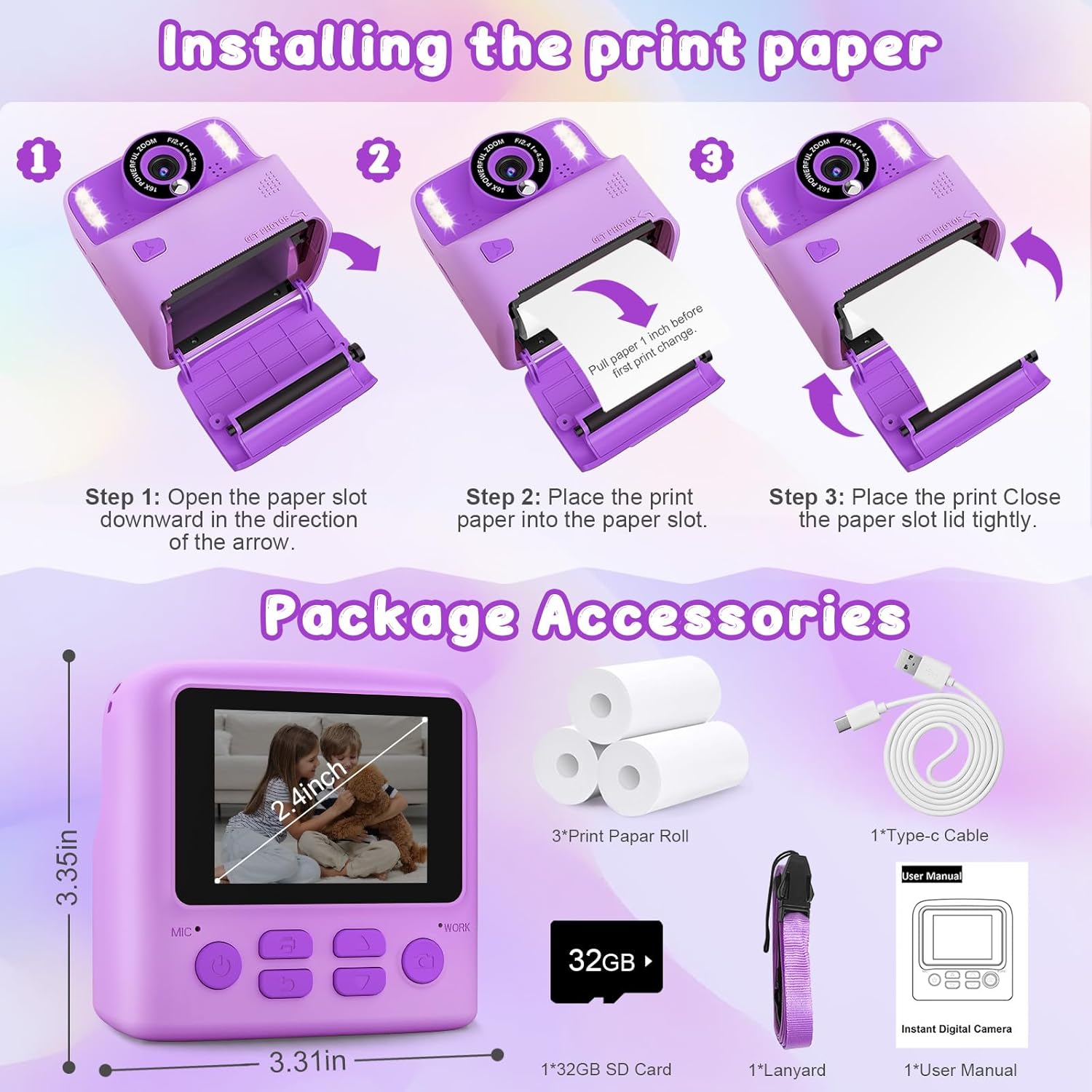 Thumbnail 5 de Kids instant print camera 32GB