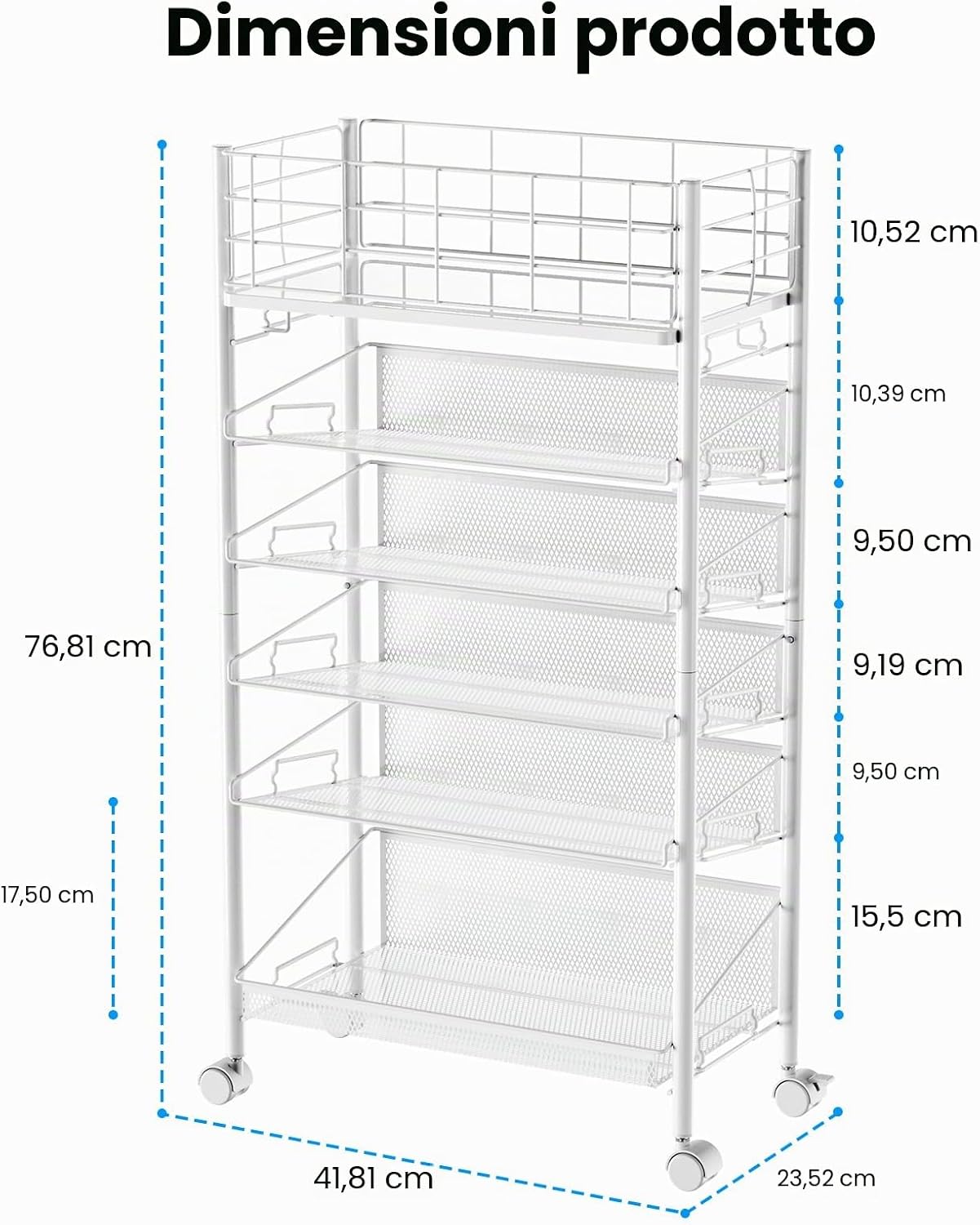 Thumbnail 6 de Shrivee Carrello Portadocumenti 6 Ripiani Bianco