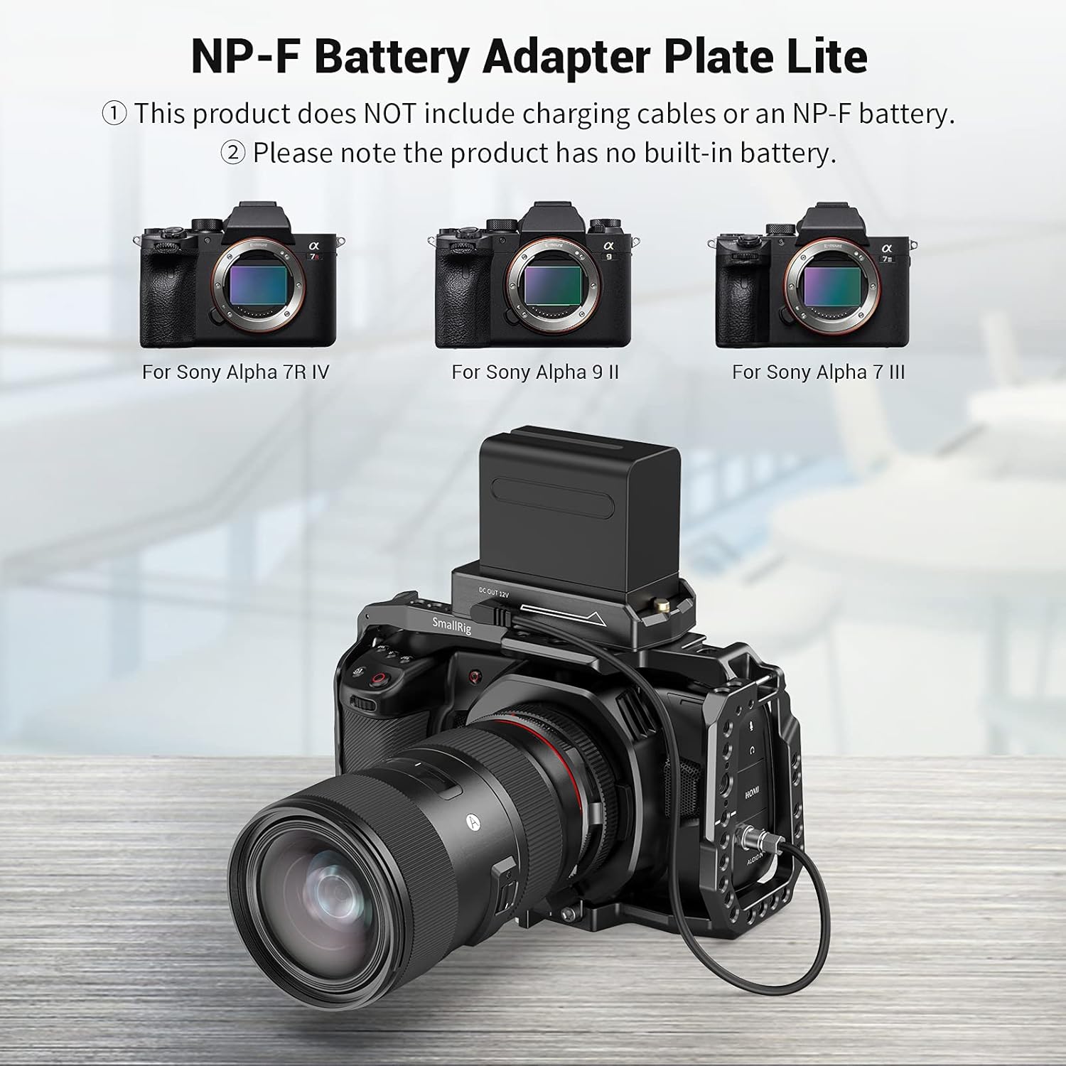 Detalle 2 de SMALLRIG 3018 Plaque d'adaptation NP-F 12 V 🎥