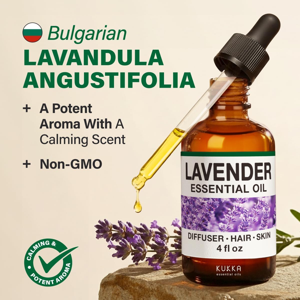 Detalle de Kukka Lavender Essential Oil for Diffuser (Huge 118ml) – 100% Pure Natural Lavender Oil