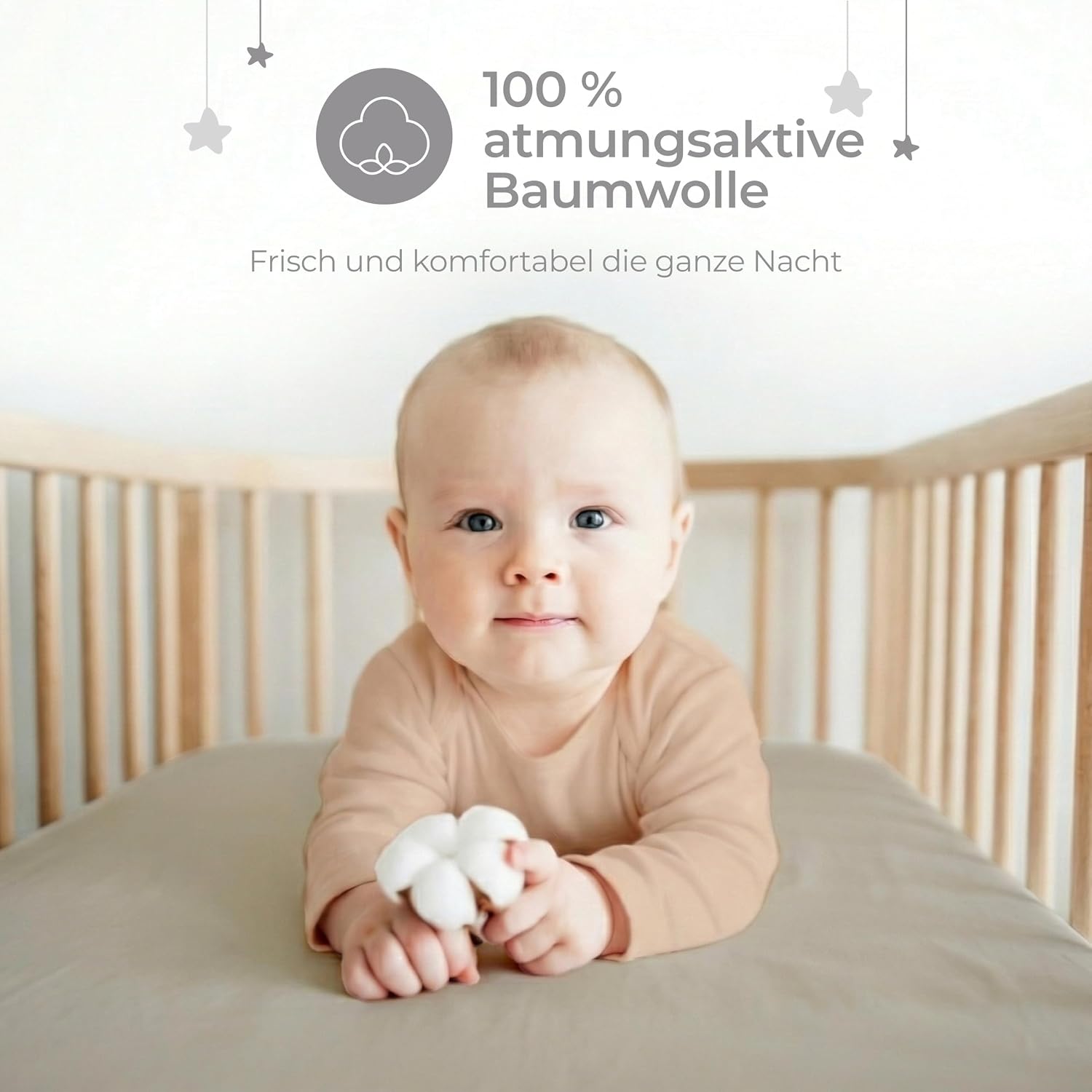 Detalle de Dreamzie 2er Set Spannbettlaken 40x80 cm für Kinderwagen