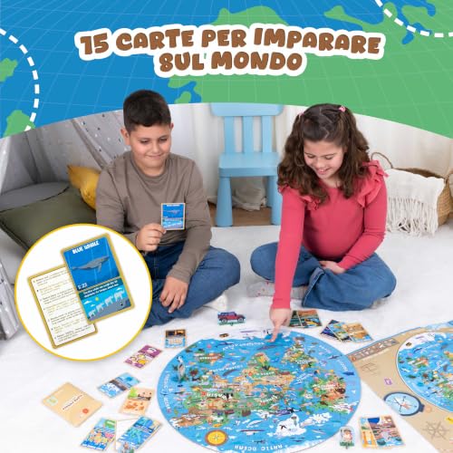 Thumbnail 2 de BONNYCO Puzzle Bambini XXL Mappamondo da 70 Pezzi Grandi con Animali