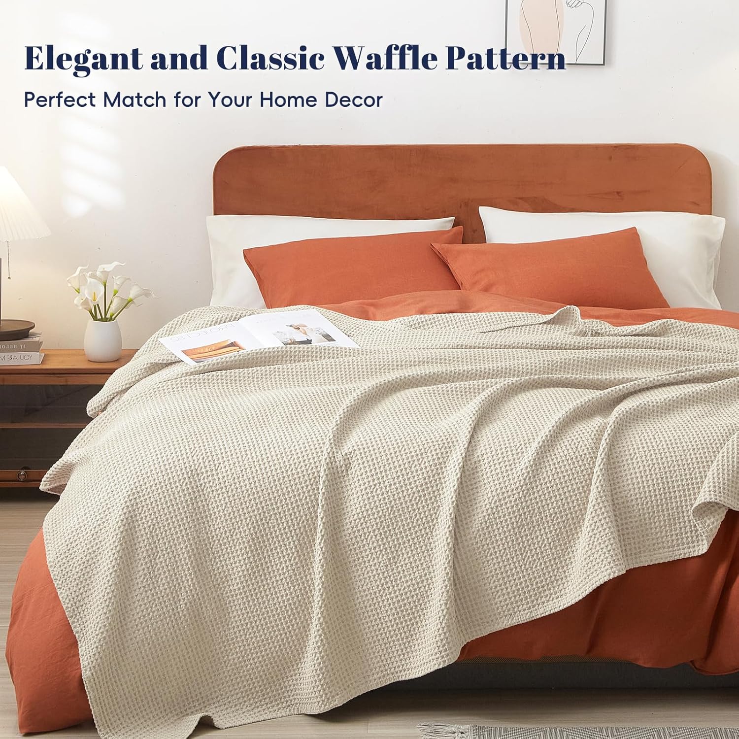 Thumbnail 2 de PHF 100% Cotton Waffle Weave Blanket King Size (220 x 240 cm)