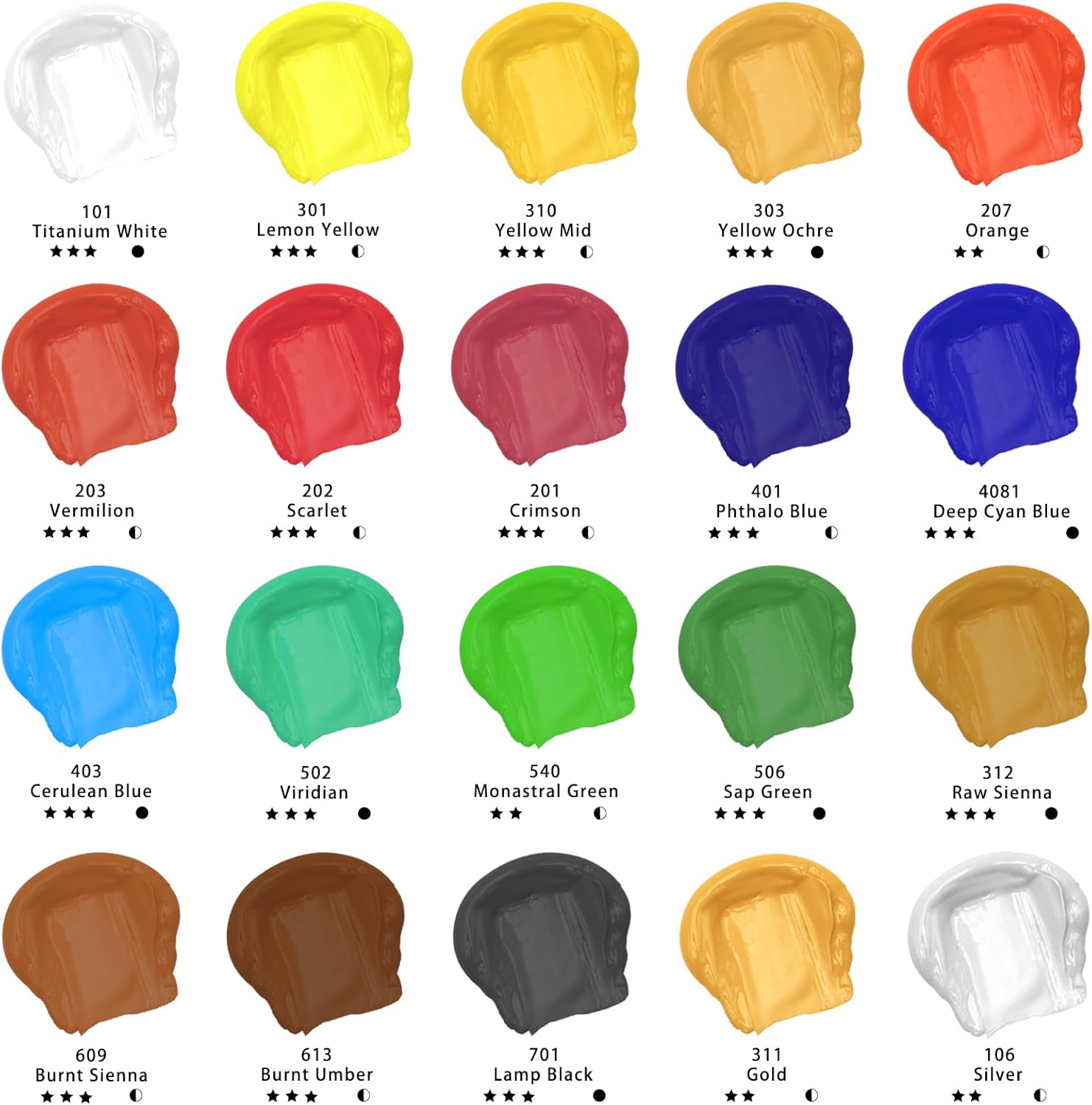 Detalle de Artecho Professional Acrylic Paint Set: 20 Primary Colours in 120 ml Tubes