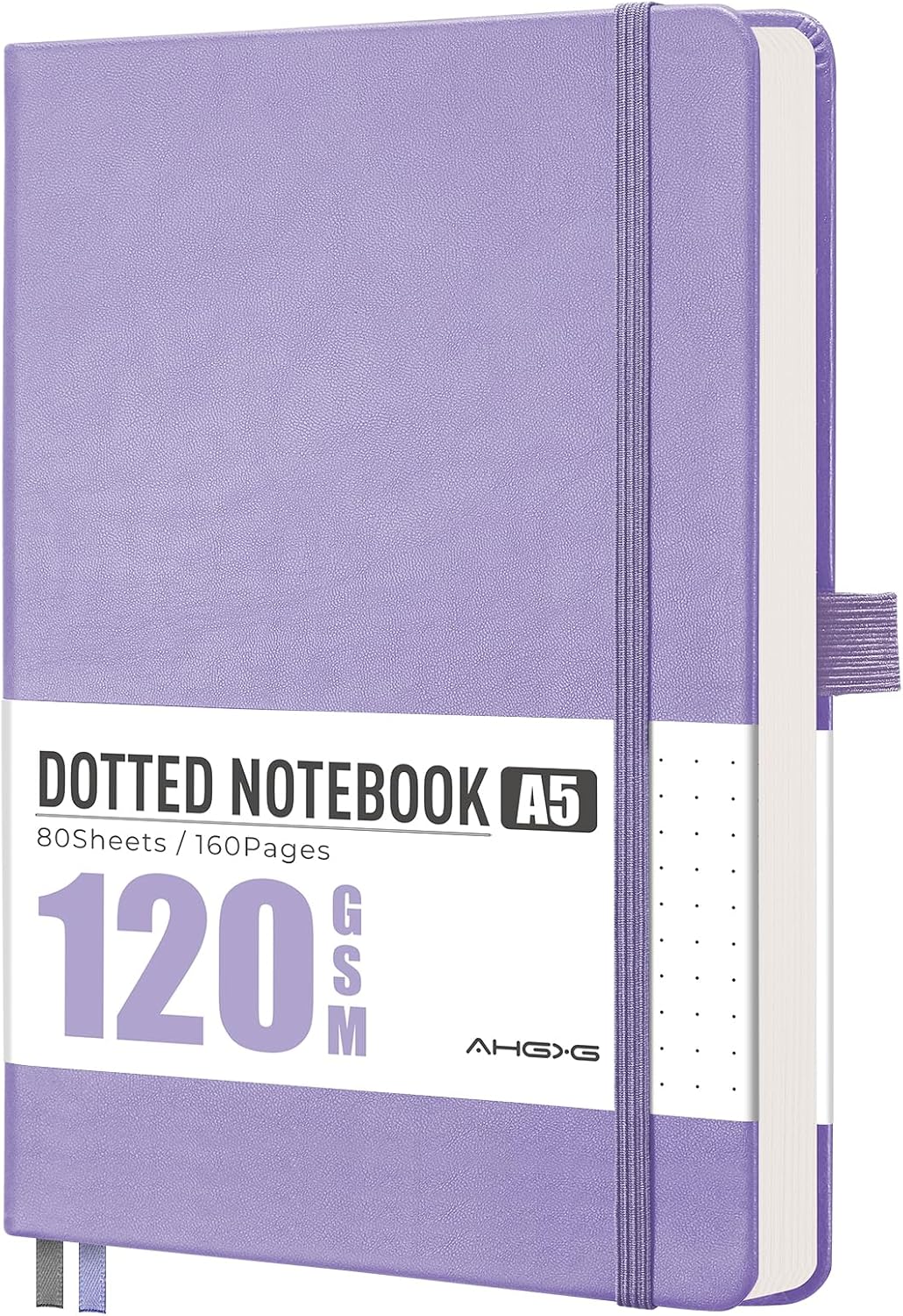 Detalle de AHGXG A5 Dotted Journal, 160 Pages, 120 GSM Paper, Light Purple