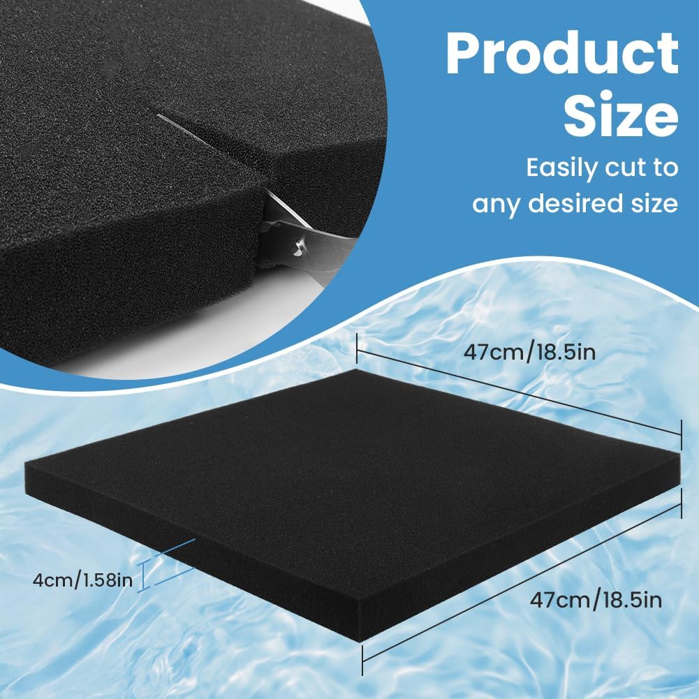 Thumbnail 1 de APXEL Tampons filtrants en mousse 50 PPI réutilisables (47×47×4 cm, à découper) pour filtres d’aquarium et bassins