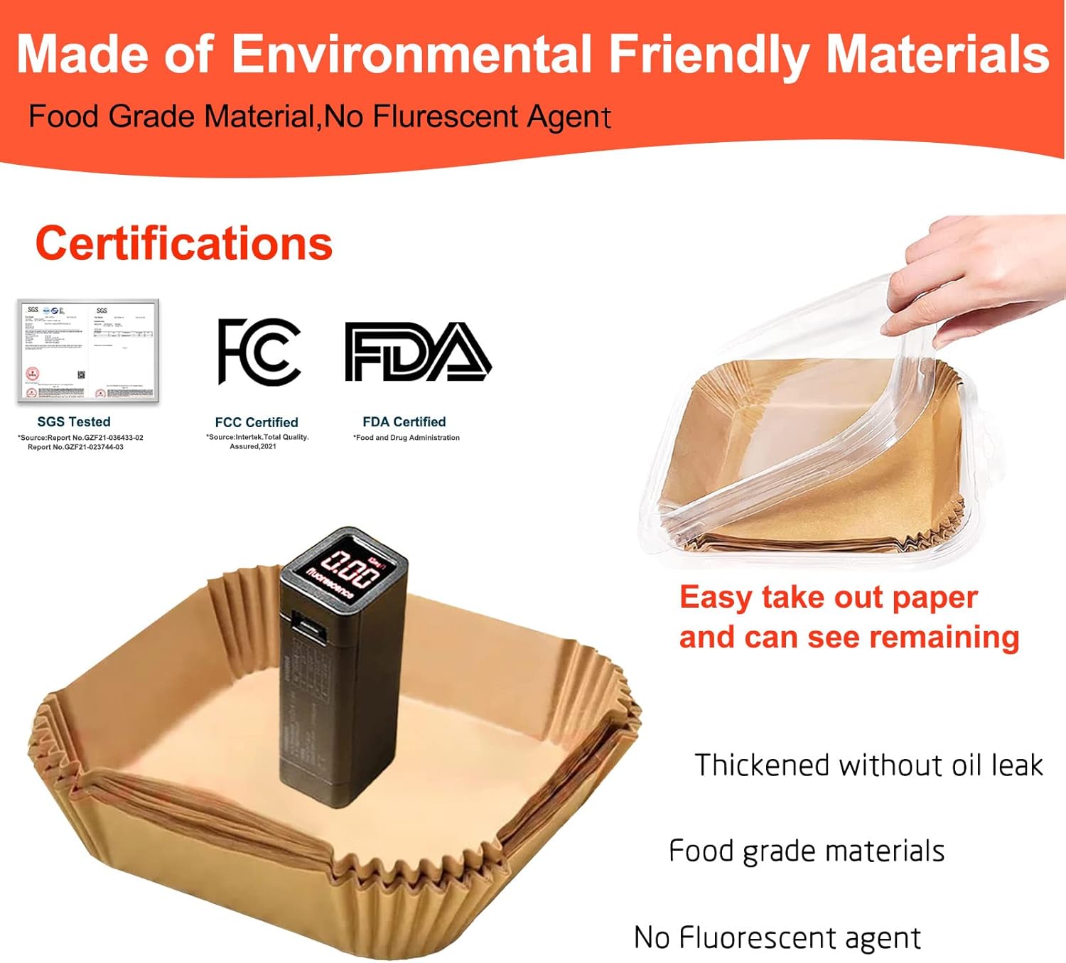 Thumbnail 5 de Disposable Air Fryer Liner Liners (9 Inch, Square) — Parchment Paper for 5–8 Quart Air Fryers, 125 Pack