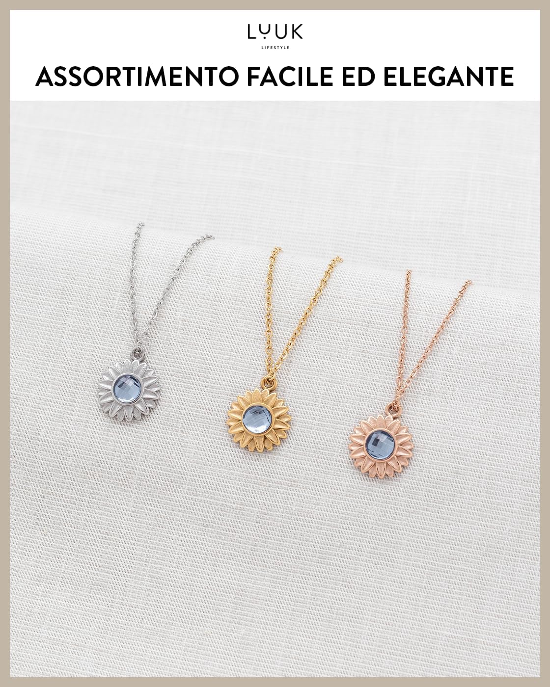 Thumbnail 4 de LUUK LIFESTYLE Collana con ciondolo diverso e acciaio inossidabile 50 cm – Happiness