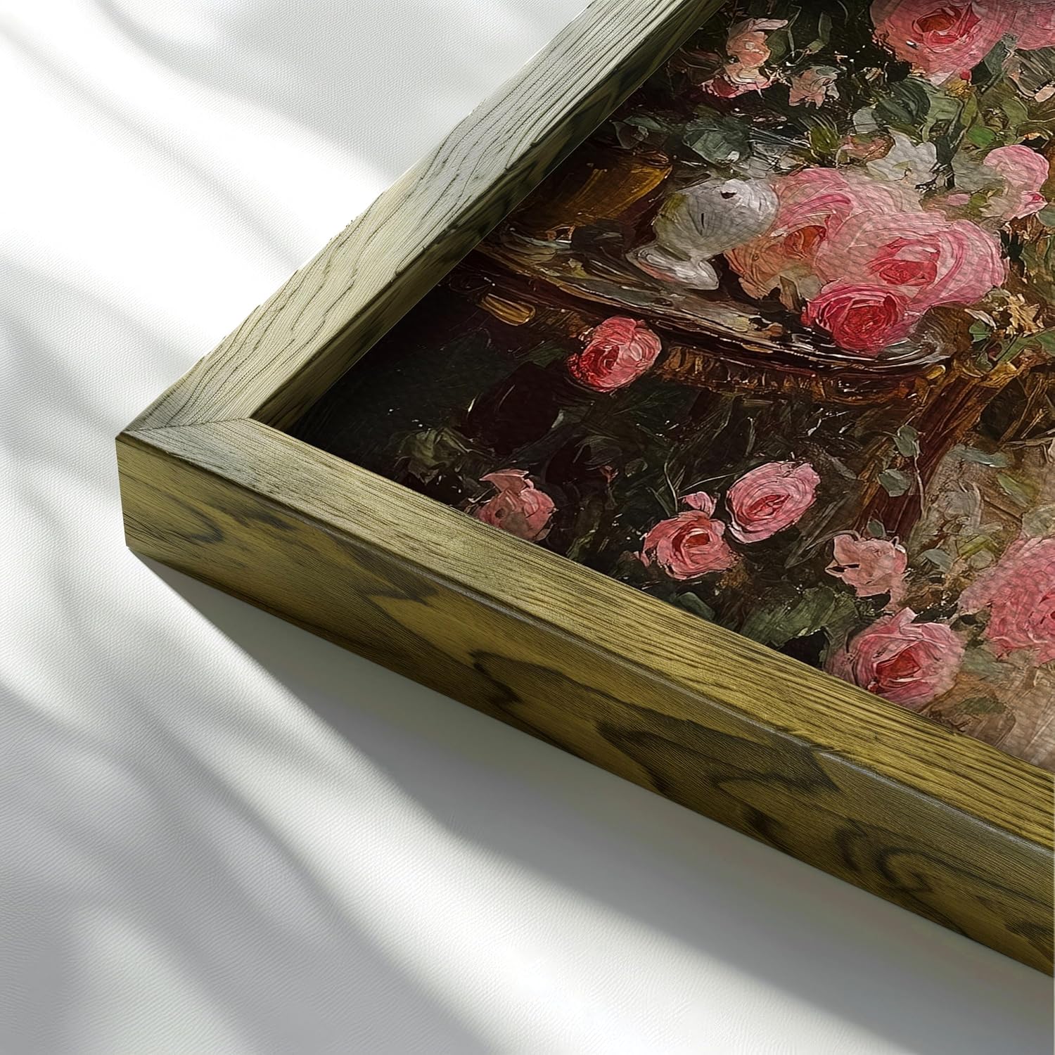 Detalle de Vintage Framed Wall Art: Woman Reading Book Portraits in Rose Garden (30x40cm)