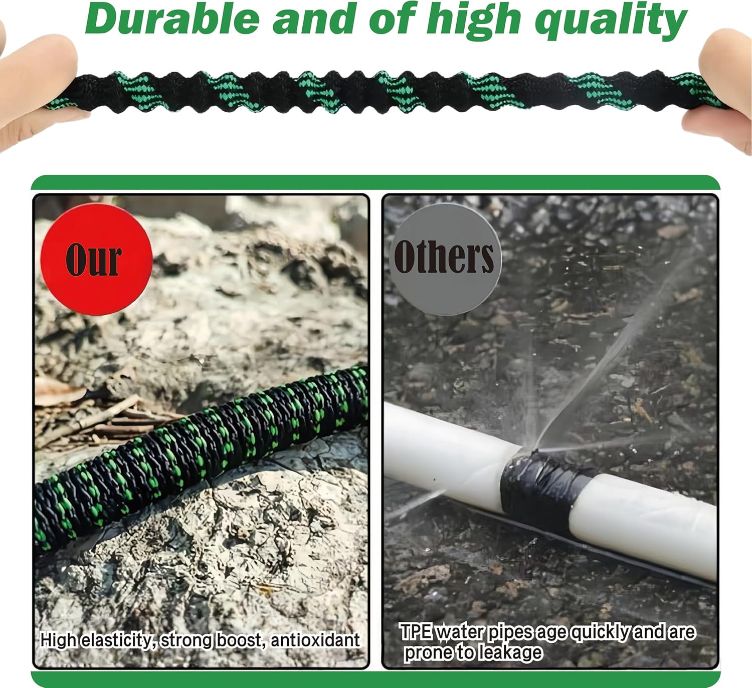 Detalle 2 de 150 ft Expandable Water Hose with 10-Function Nozzle and Brass 2-in-1 Fittings