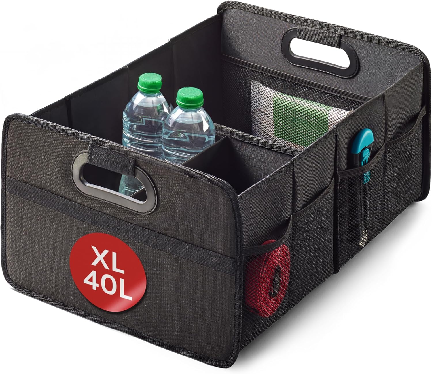 Praknu Organizzatore Baule Pieghevole XL – 3 Scomparti, 40 L, Oxford idrorepellente
