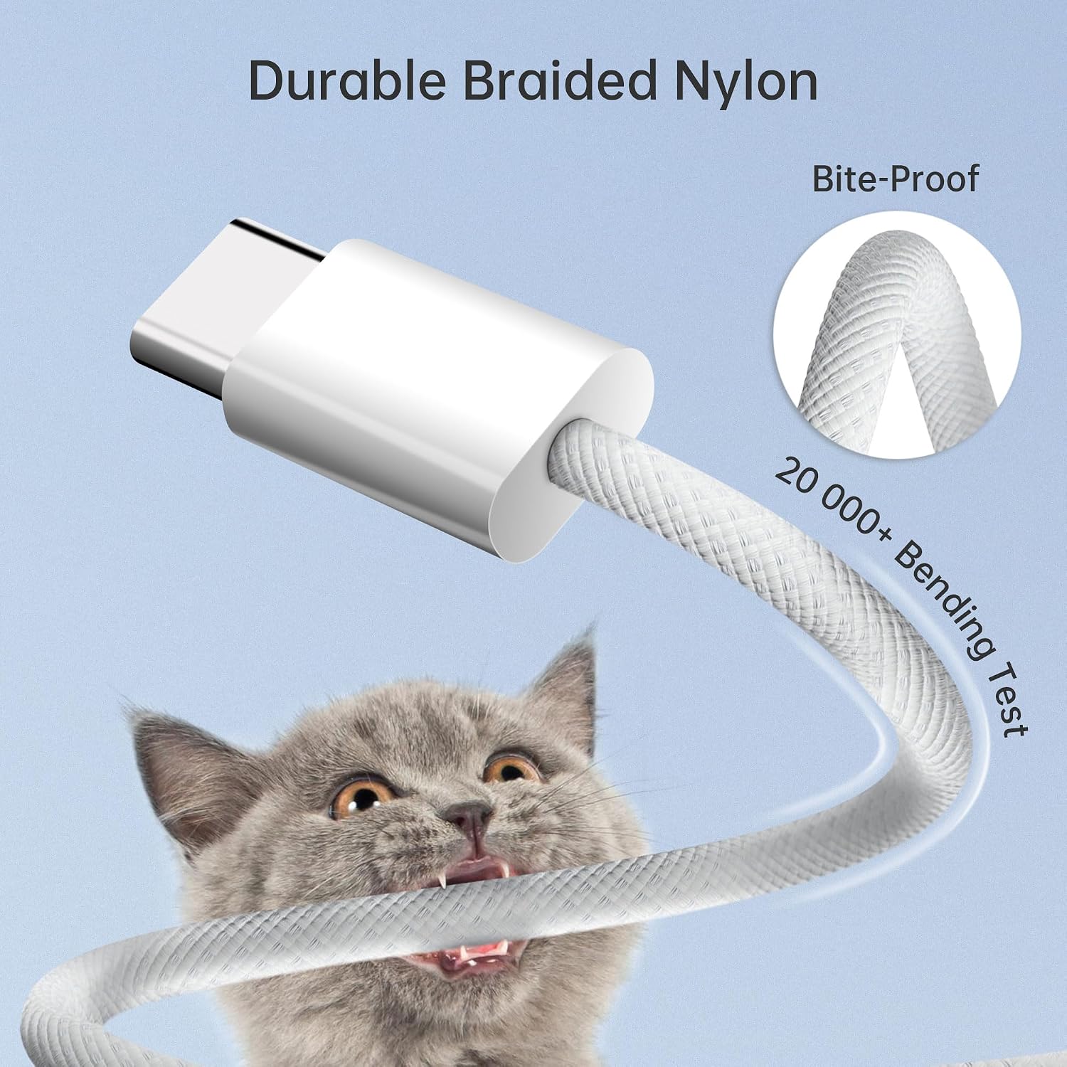 Thumbnail 4 de YISH USB-C-naar-USB-C-kabel, 2-pack, 1 m, 60 W en gevlochten nylon