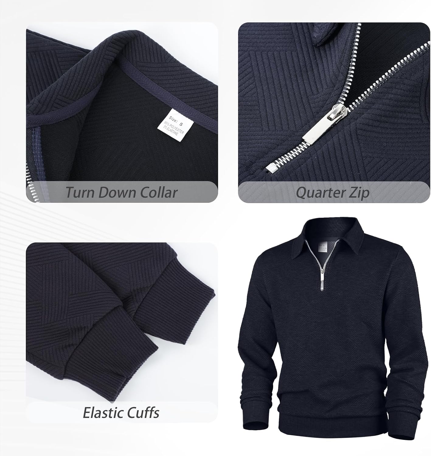 Detalle de Pull homme en tricot à col rabattu zippé 1/4 Jywmsc