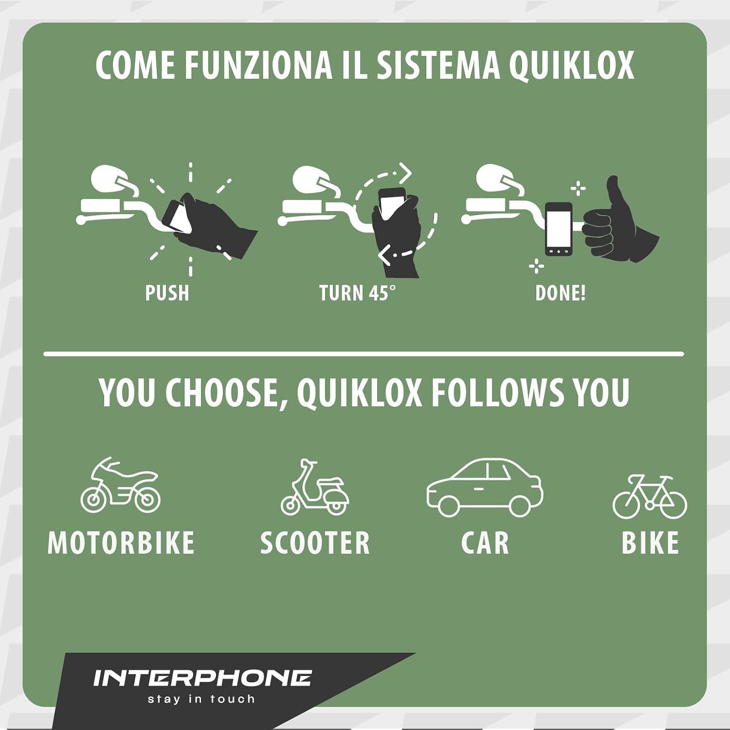 Detalle 2 de INTERPHONE QUIKLOX Porta cellulare auto Rotazione 360°