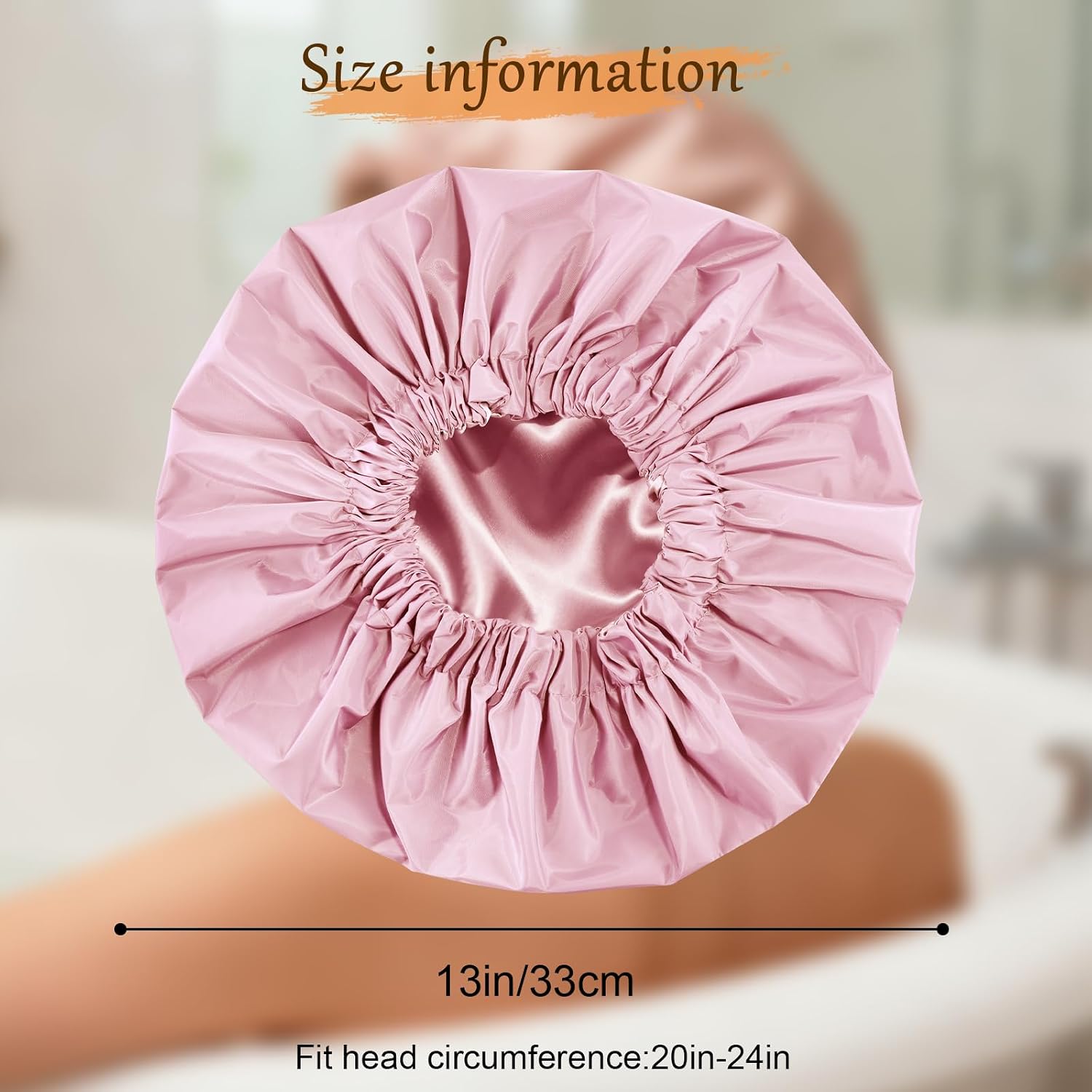 Thumbnail 5 de Doitory Satin Lined Shower Cap for Women – Reusable Waterproof Hair Cap (Large, Pink)