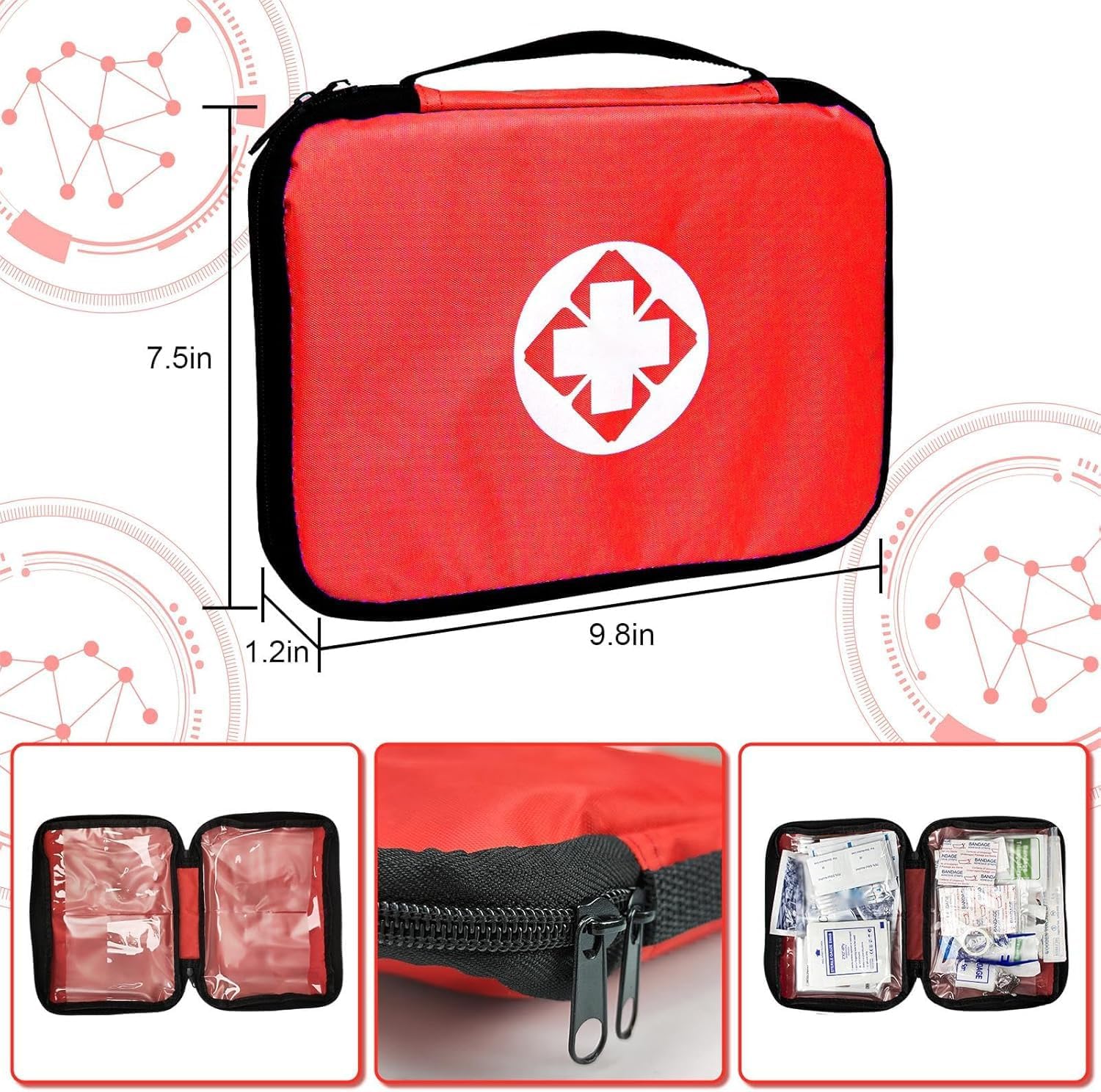 Thumbnail 6 de 1st Aid First Aid Kit, 300-Piece Red Portable Emergency Kit