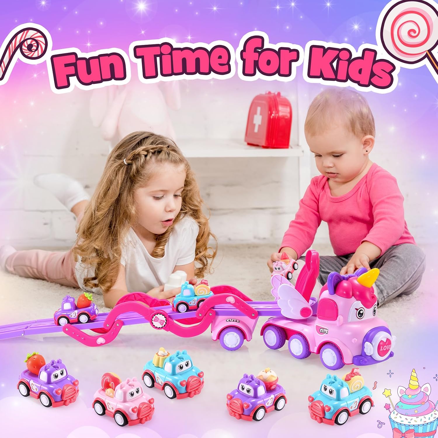 Thumbnail 5 de EUTOYZ 7-in-1 Toddler Car Toy with Unicorn Track (28.3 in) – Safe, Foldable Play for 1–3 Year Olds