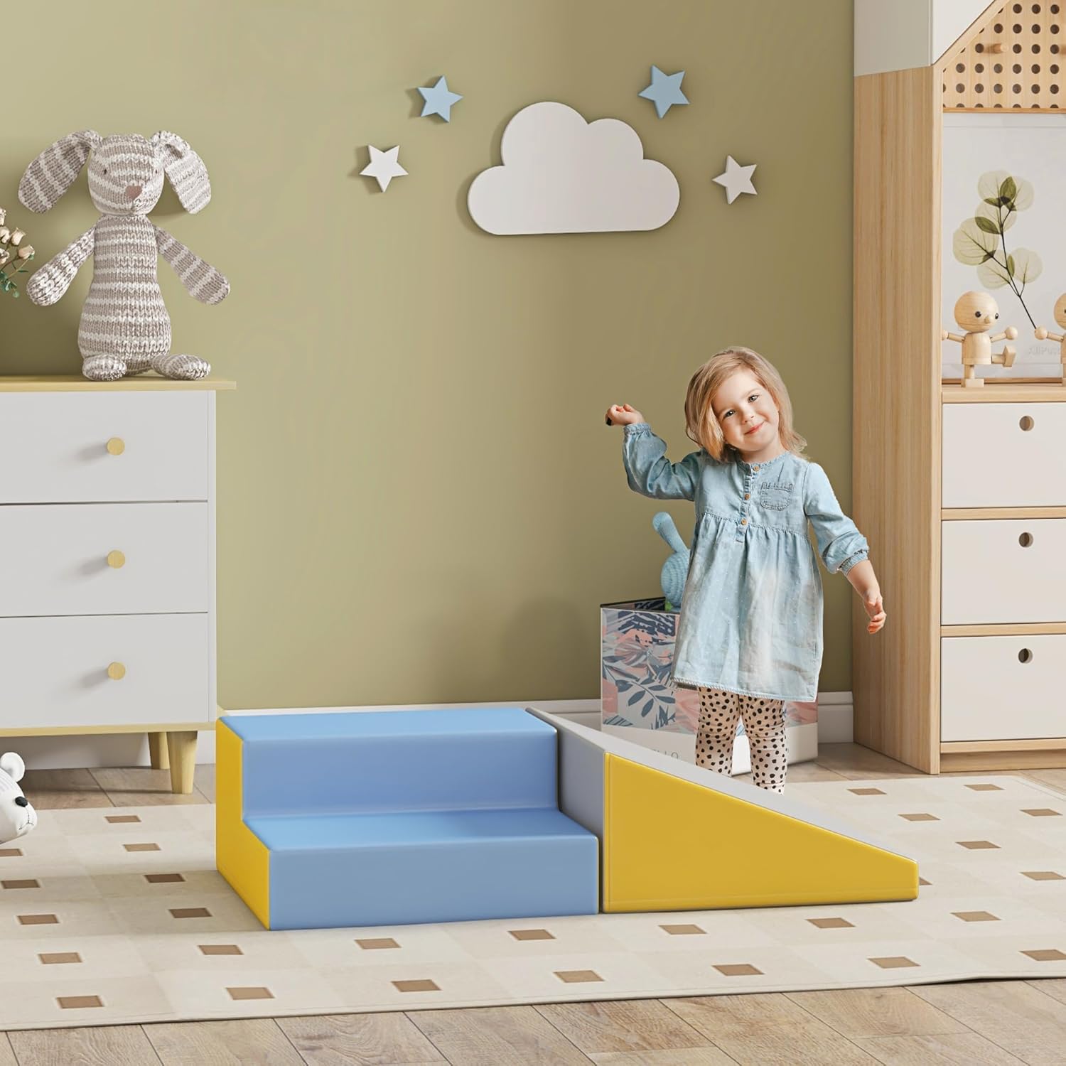 Detalle 2 de HOMCOM Parcours motricité bébé modulable en mousse : 2 briques géantes pour 12 à 36 mois