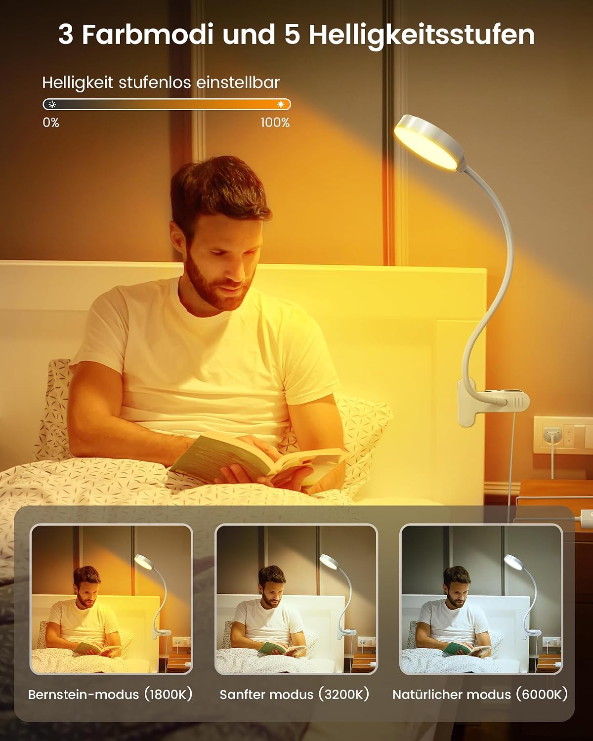 Detalle de Glocusent 5W Leselampe Bett 36 LED