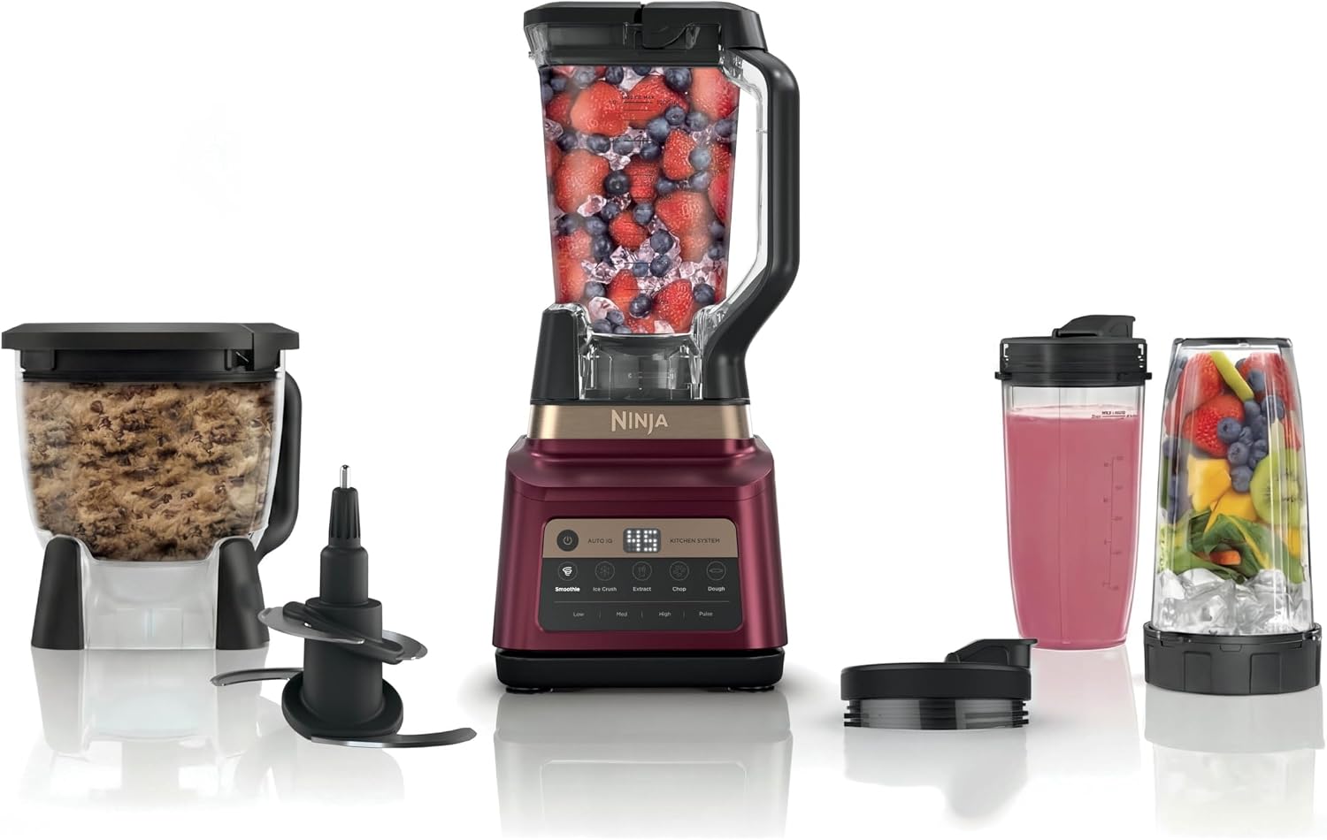 Detalle de Ninja Professional Plus Kitchen System Premier (BN801RD1BRN) — 3-in-1 Powerhouse for Blending, Food Processing, and Mixing