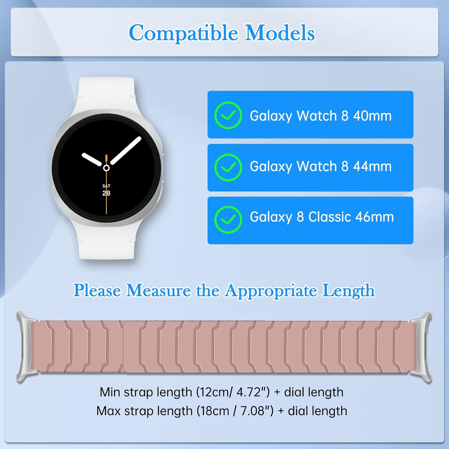 Thumbnail 6 de CiimWaa Magnet-Armband für Samsung Galaxy Watch 8 (40/44 mm) & 8 Classic (46 mm) in Rosa