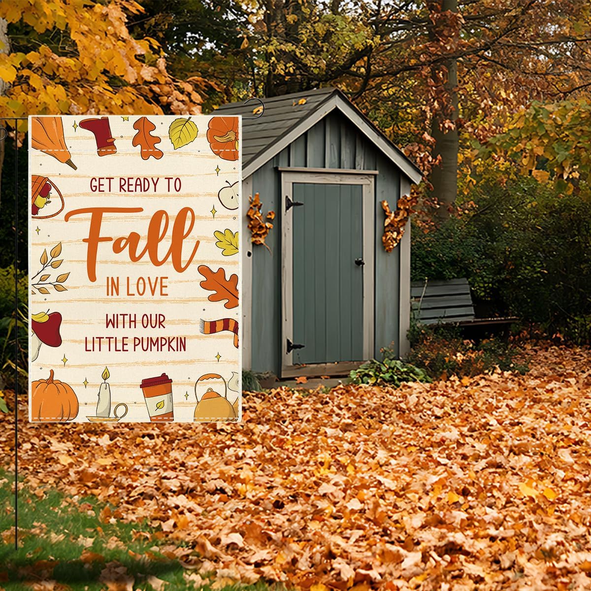 Detalle de Fall Pregnancy Announcement Garden Flag, 12 x 18 Inches