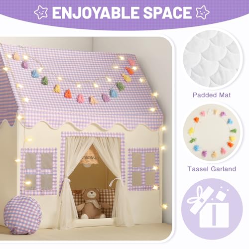 Detalle 2 de Wilwolfer Tienda de campaña infantil tipi con guirnalda 🏕