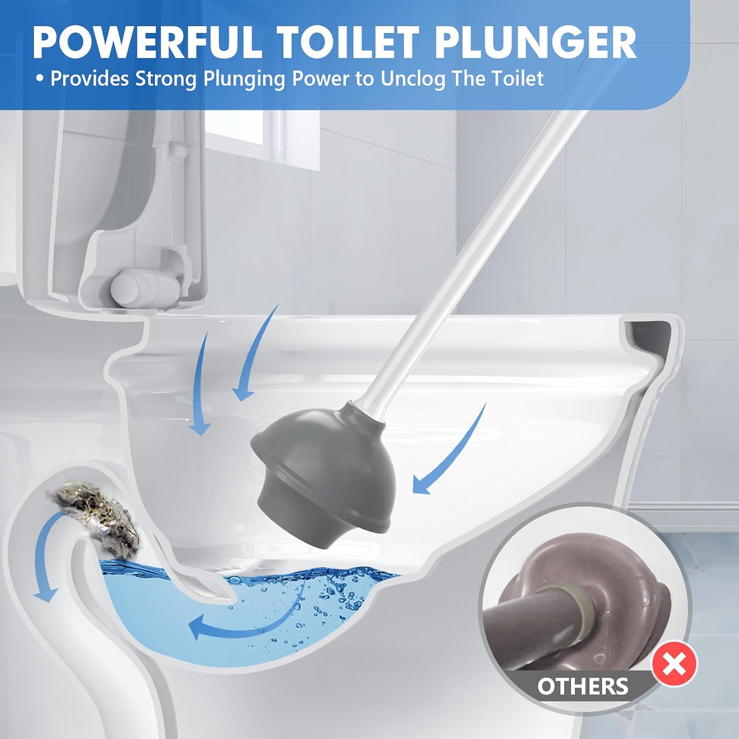 Detalle de LOVLOY LV-628-wh01 Toilet Plunger and Brush Set with Ventilated Holder