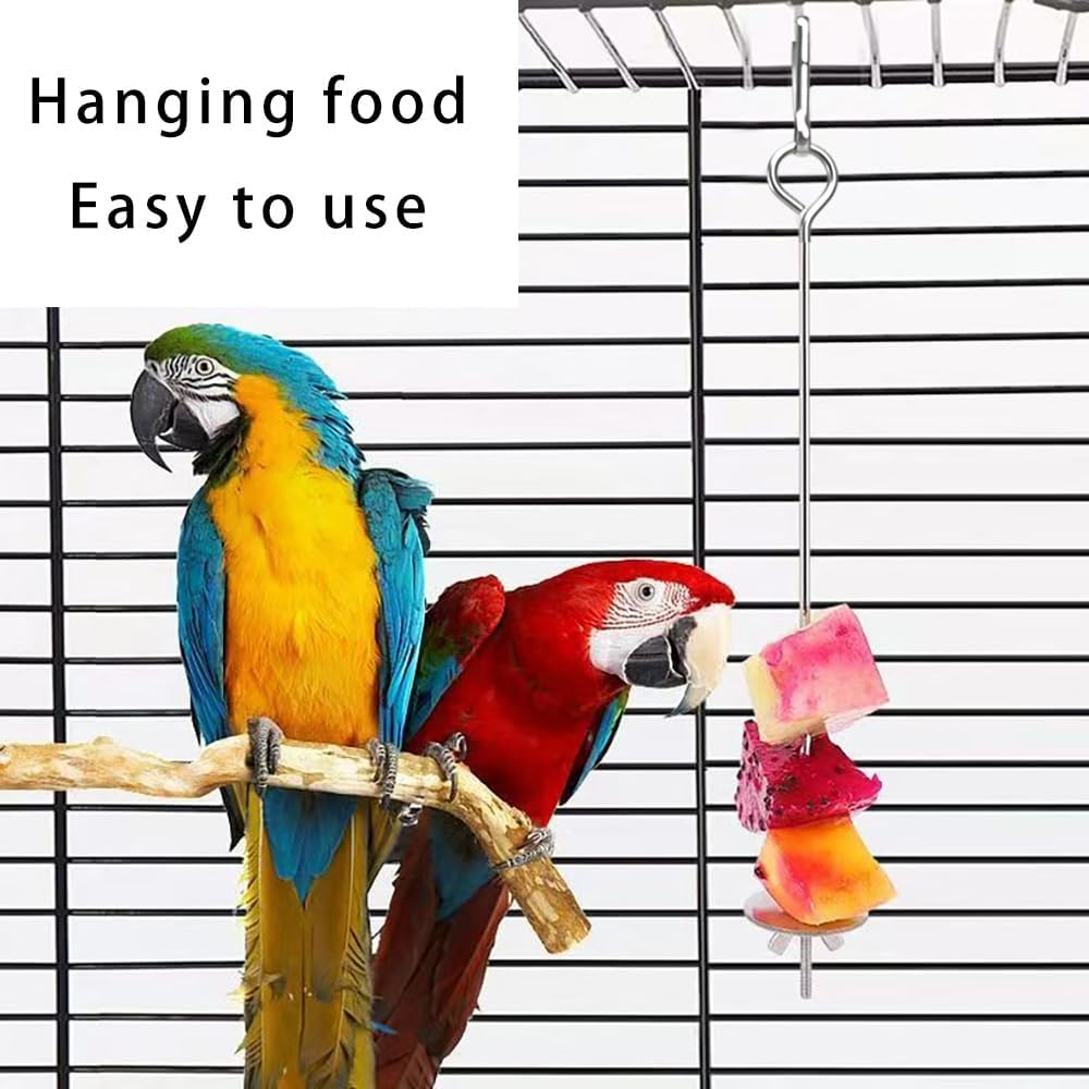 Detalle de 2 Pcs Parrot Skewer Feeder – Stainless Steel Bird Fruit Skewers for Budgie, Parakeet & Cockatiel