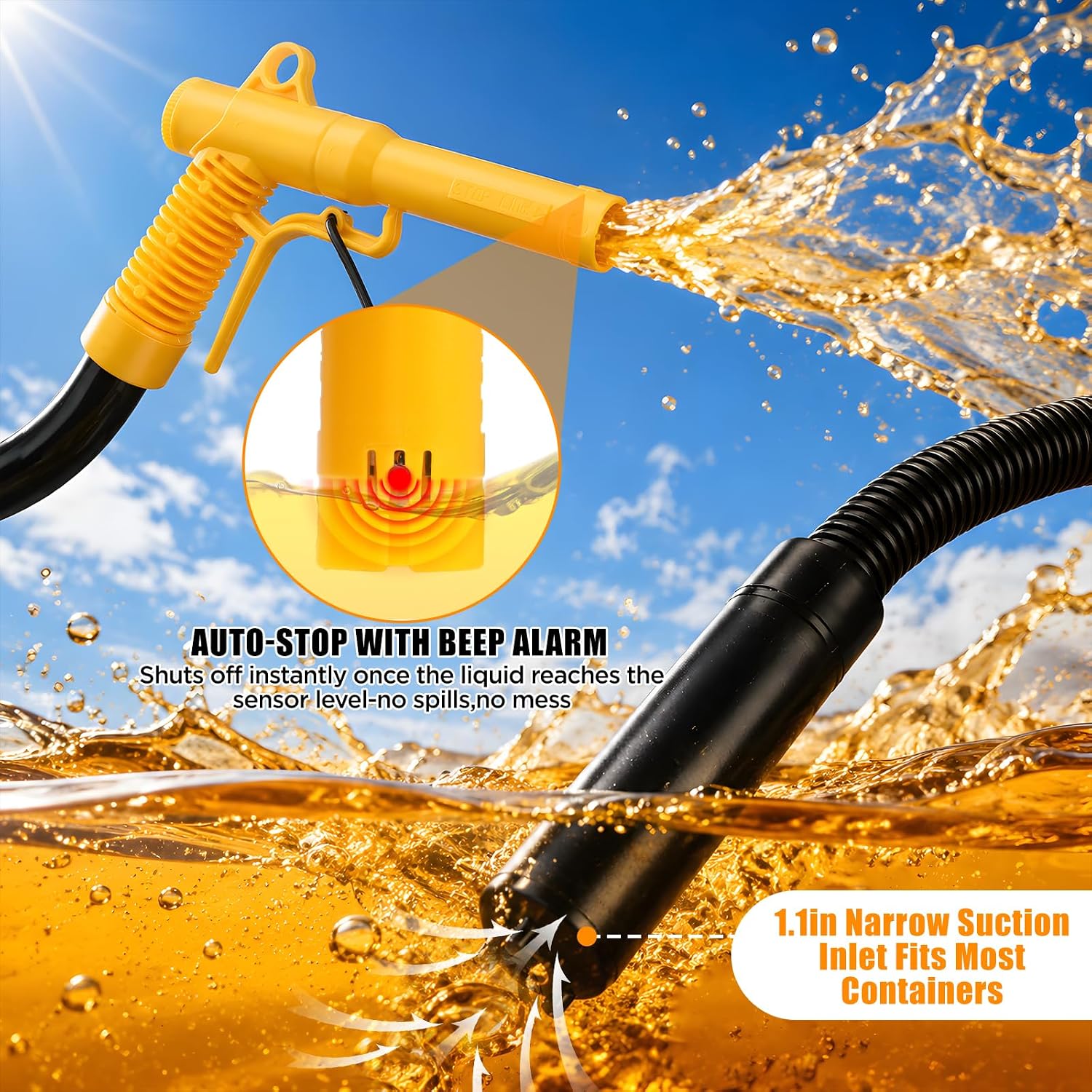 Thumbnail 6 de DEMAKIMI 4.5 GPM Cordless Fuel Transfer Pump with 51" PVC Hose, 4 Adapters, Auto-Stop & Battery Compatibility (Bare Tool)