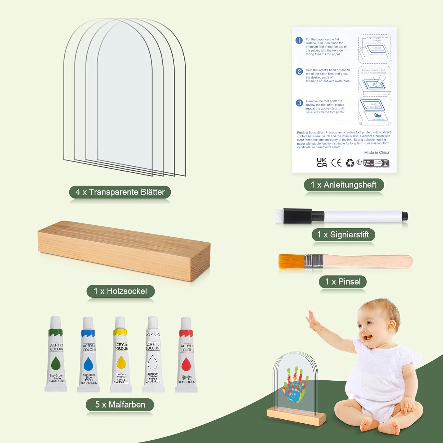 Thumbnail 1 de TOGOU2S Handabdruck-Set Familie für bis zu 4 Abdrücke (Baby-Hände & -Füße) auf Plexiglas