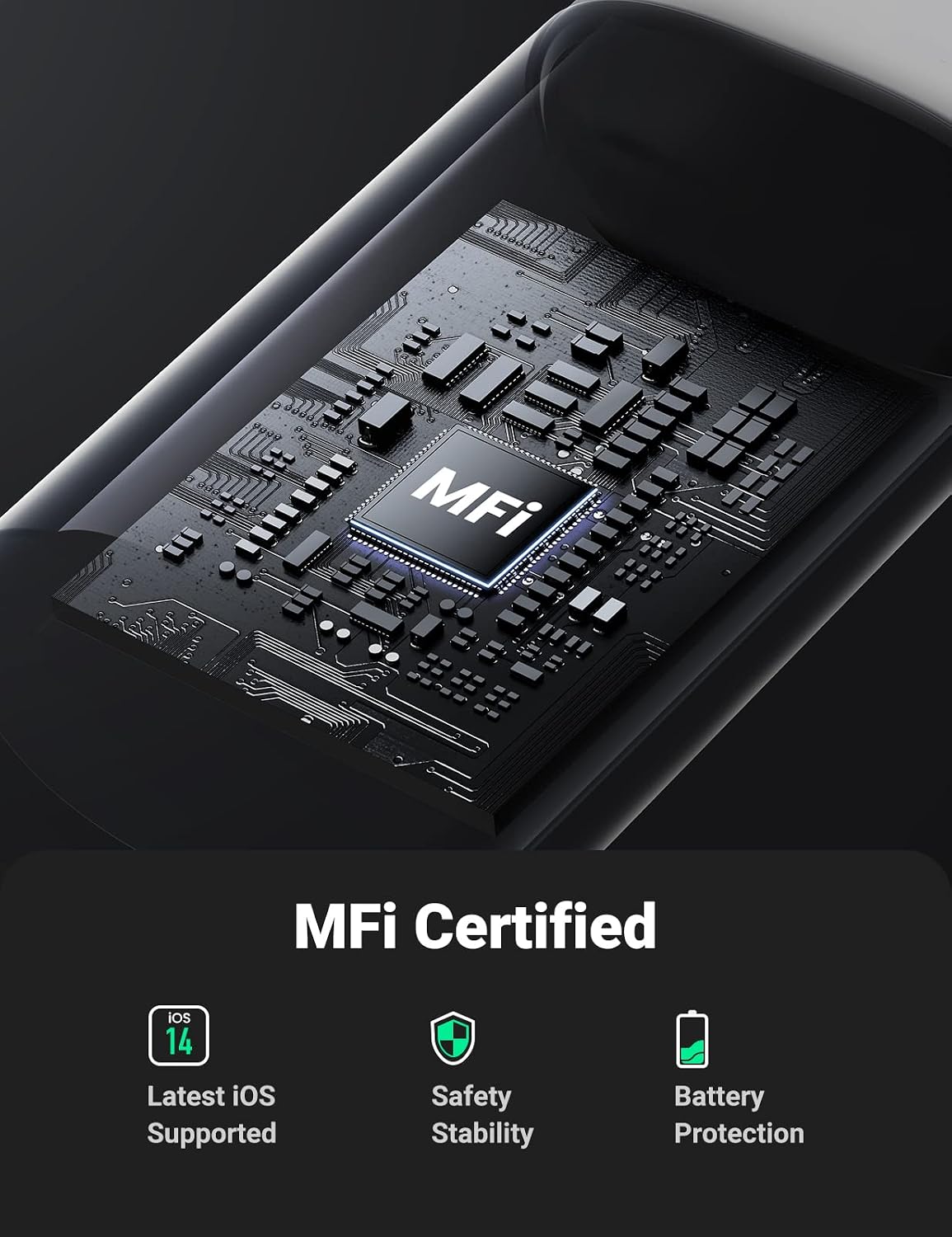 Detalle 1 de UGREEN USB-C to Lightning Cable, 1m, MFi Certified with 480Mbps Data Transfer
