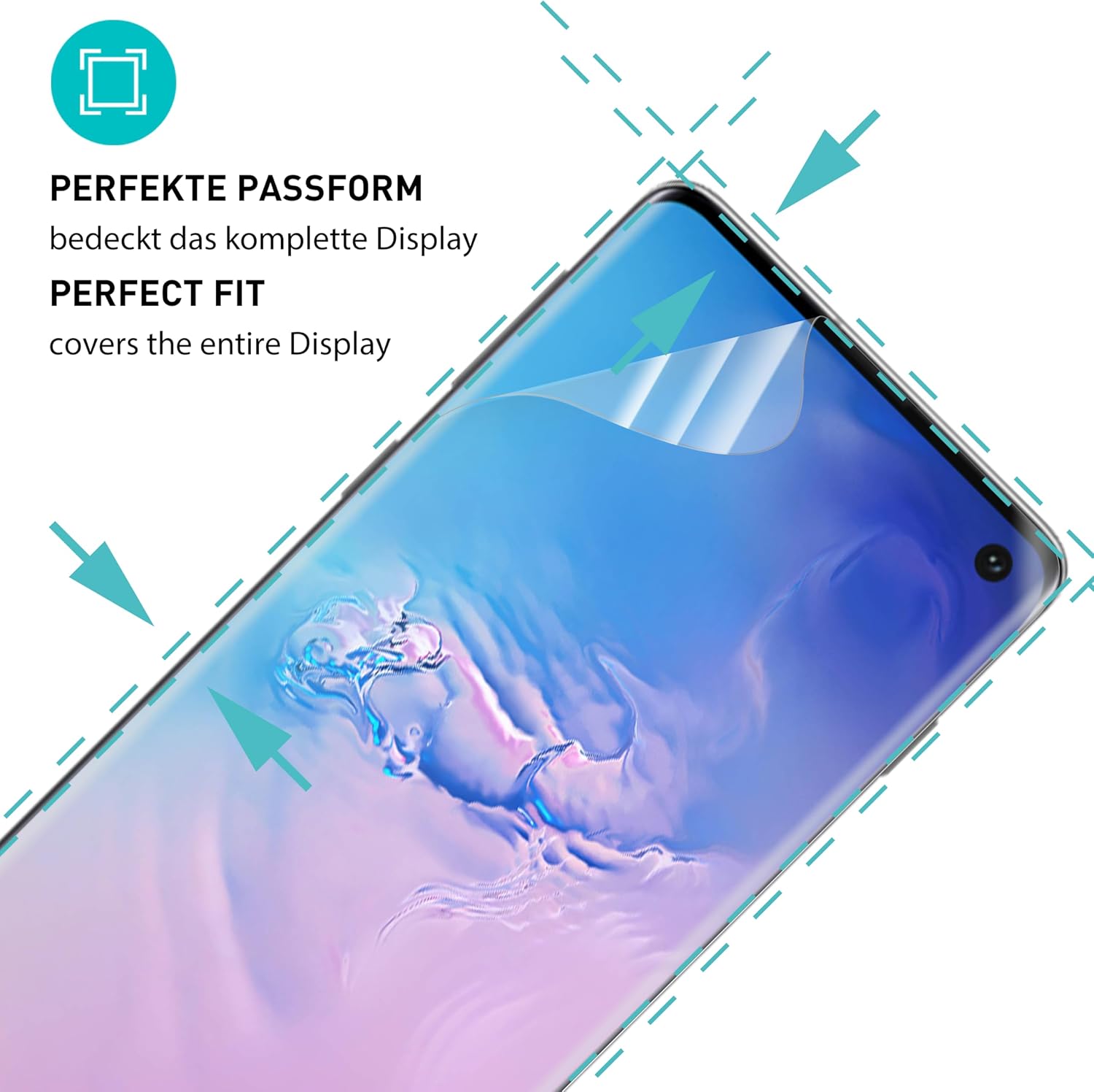 Detalle de SmarTect TPU Screen Protector for Samsung Galaxy S10, 2 Films and 2 Camera Protectors