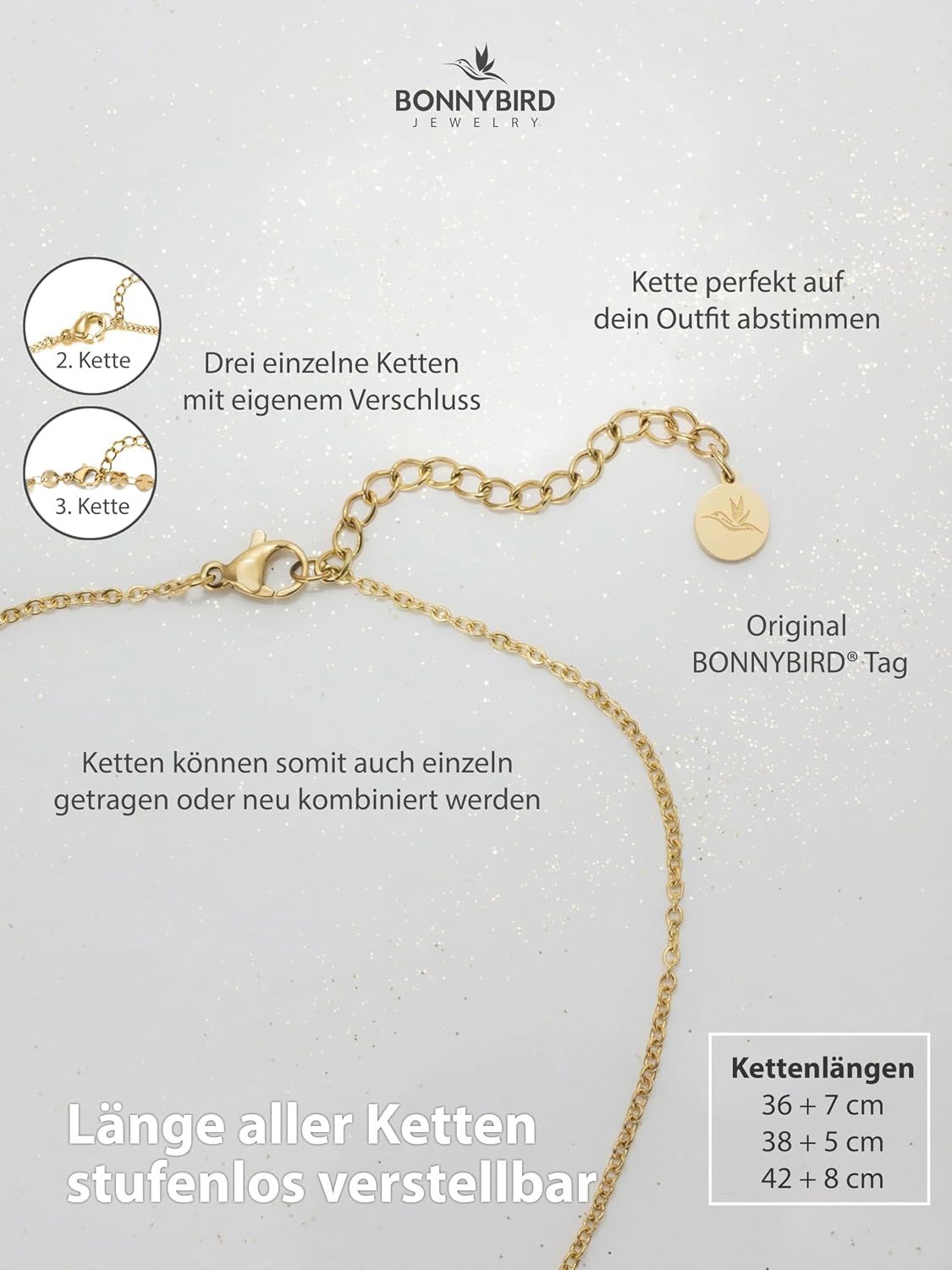 Thumbnail 4 de BONNYBIRD BonnyTrio Layering Ketten 36 cm